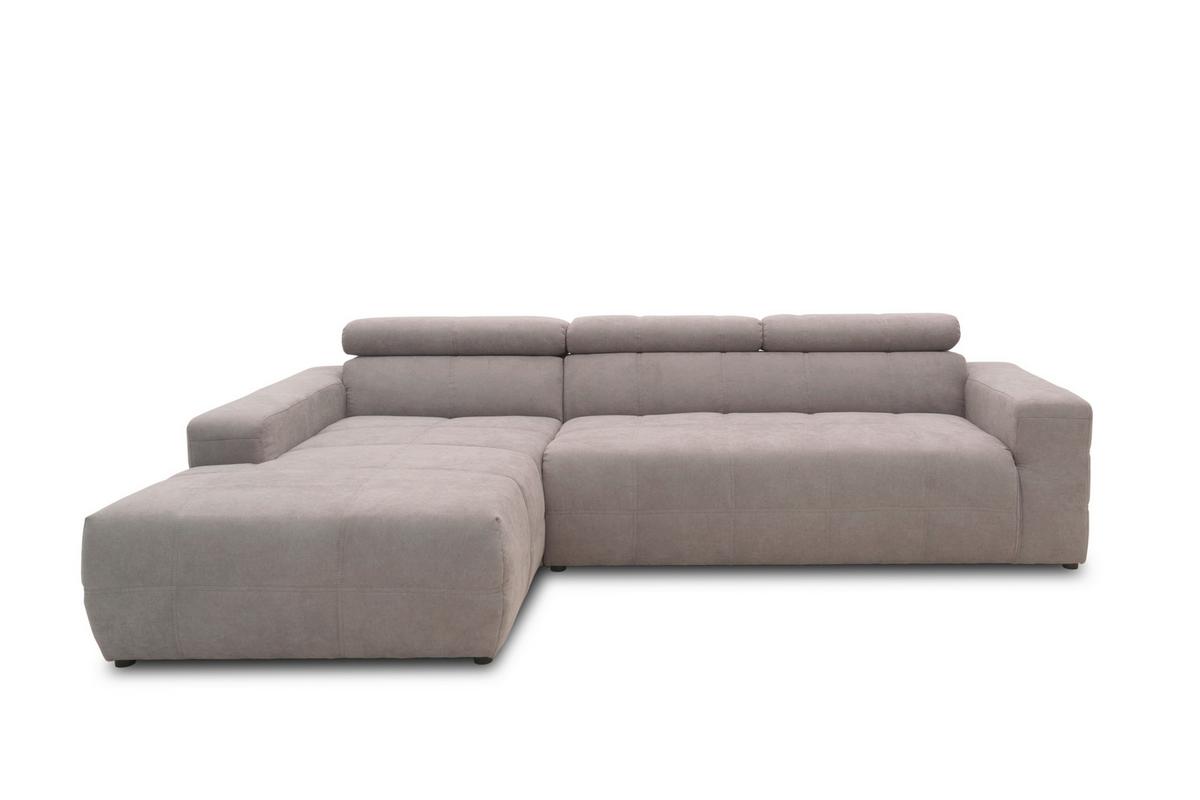 Ecksofa Mit Sitztiefen- Verstellung Brandon Silbern - Silberfarben/Schwarz, Design, Textil (175/285cm) - MID.YOU