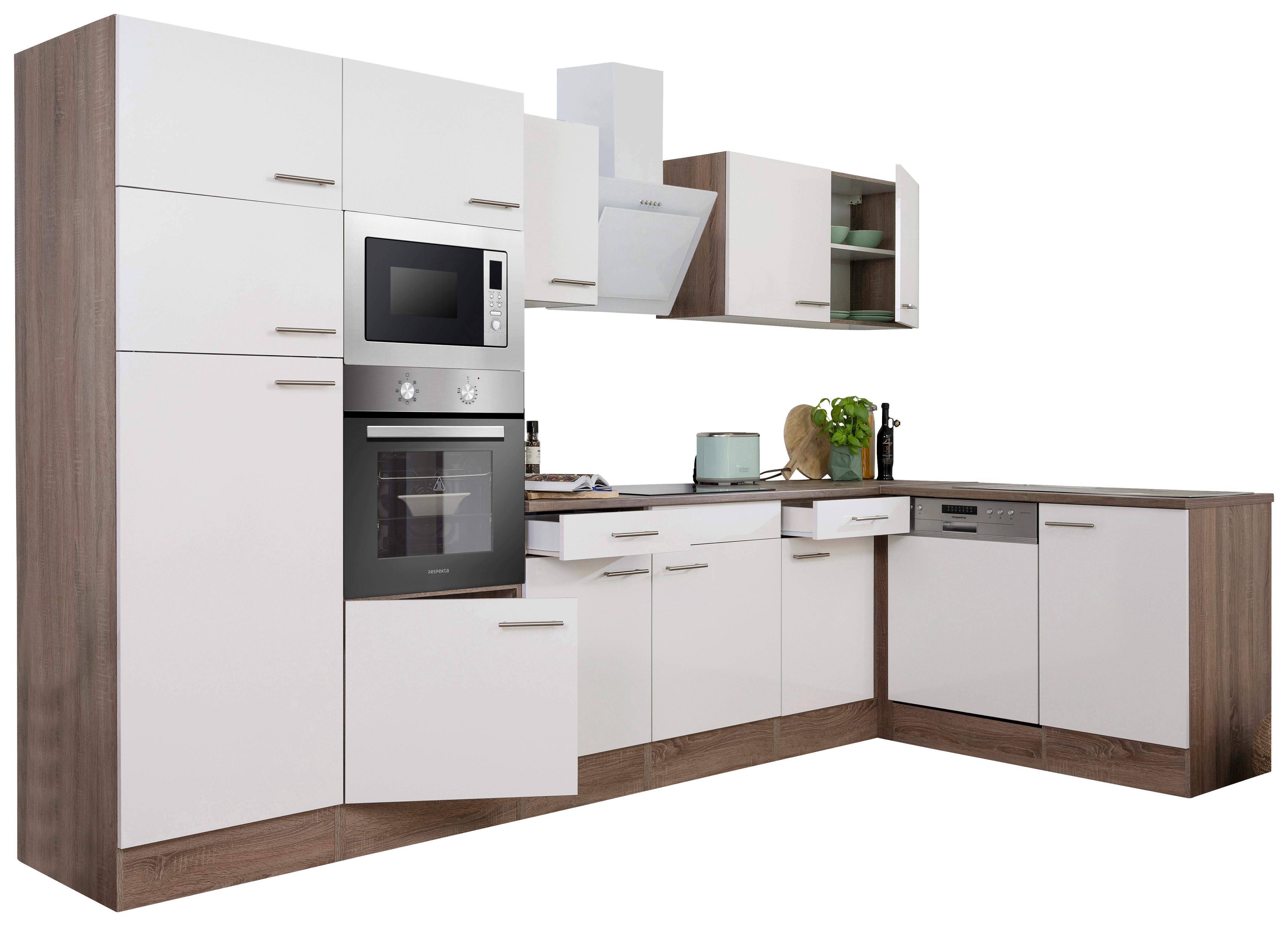 Eckküche Oliver L-Küchenblock 340 Cm - Eichefarben/Weiß, Basics, Holzwerkstoff (340/172cm) - Respekta