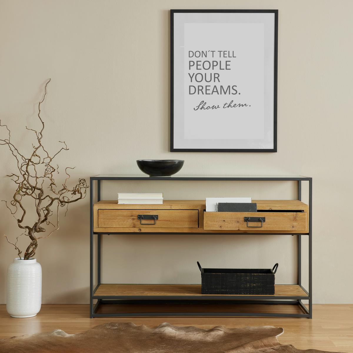 ŠIROKÁ KOMODA NOAH -STUDIO- - černá/průhledné, Lifestyle, kov/dřevo (120/76/40cm) - Premium Living