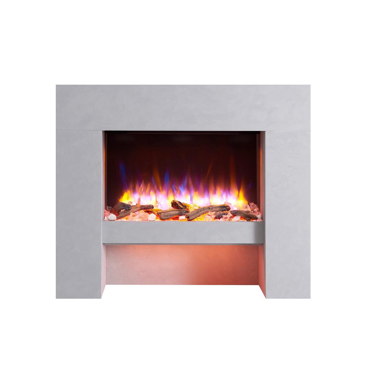 Elektrokamin Naran - Grau, Basics, Holzwerkstoff/Metall (100/25/84cm)