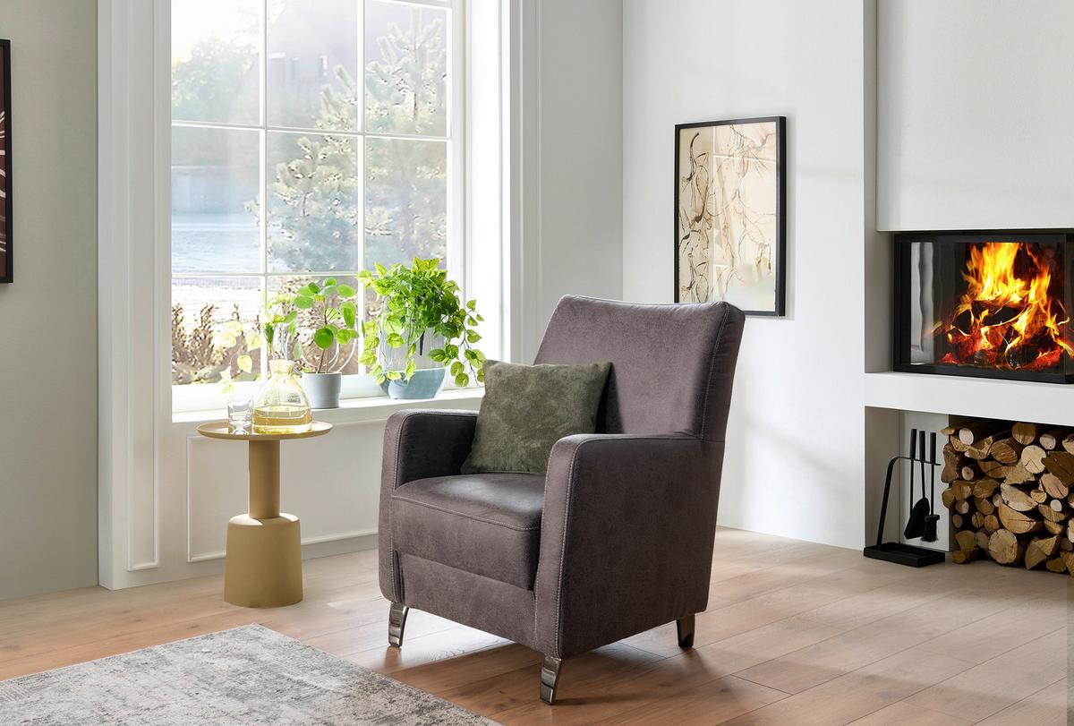 Sessel Bosse Anthrazit B: 74 cm - Beige/Anthrazit, KONVENTIONELL, Textil (74/95/81cm) - James Wood