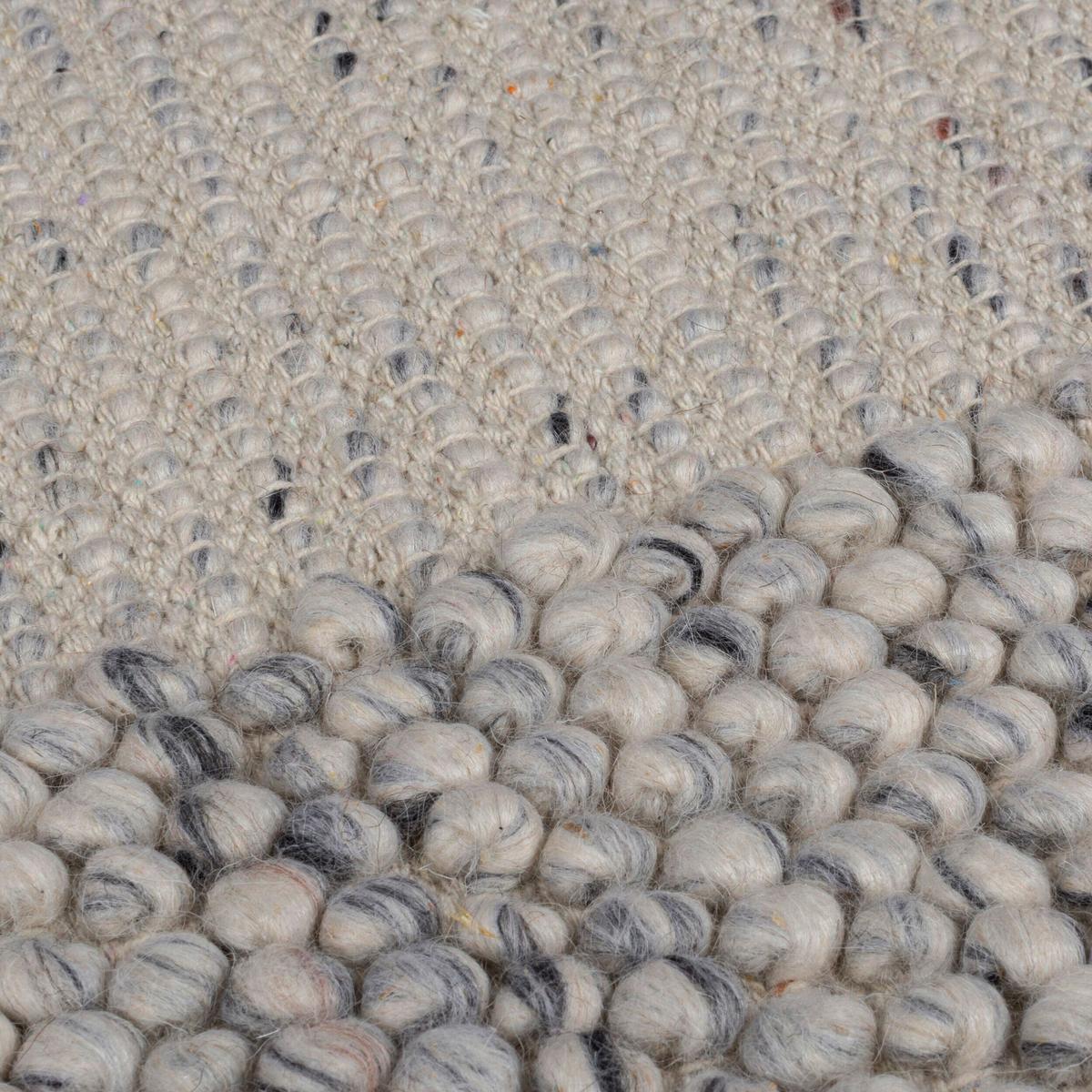 Handwebteppich Bbobble Wool Border - Schwarz/Weiß, Trend, Textil (160/230cm)