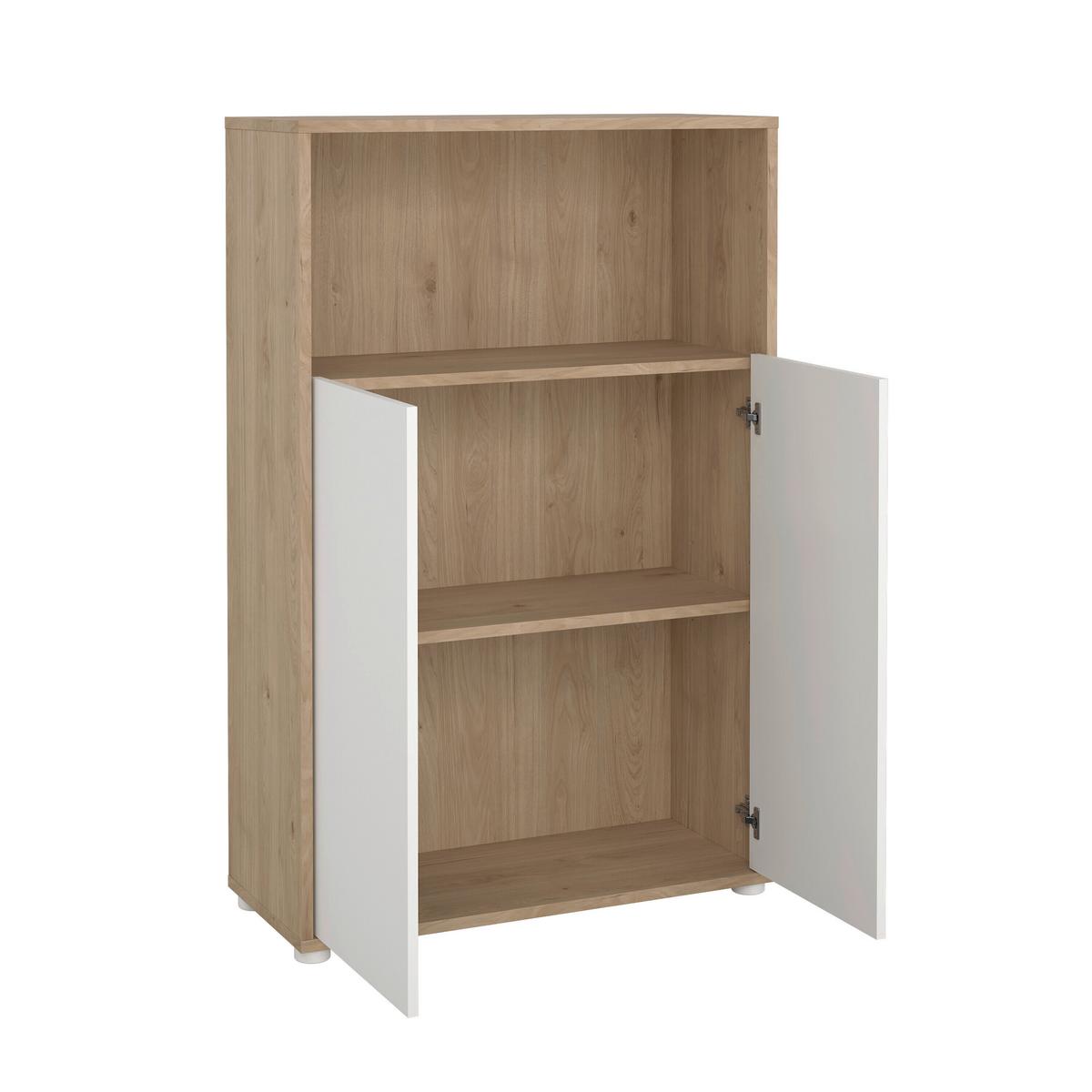 Highboard Sign Weiß/Eichefarben, L: 79,6 cm - Eichefarben/Weiß, MODERN, Holzwerkstoff (79,6/34,3/123,6cm) - MID.YOU