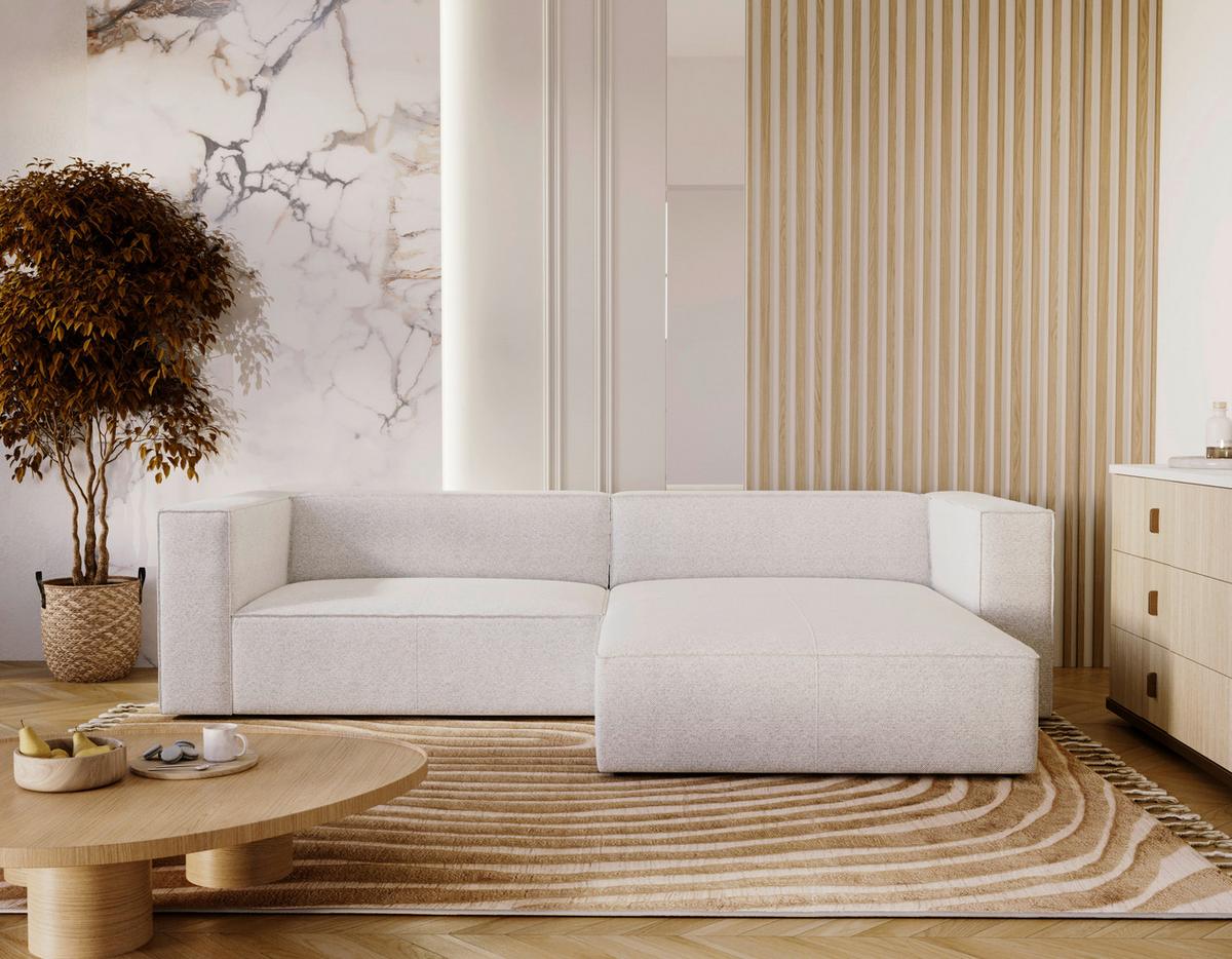 Ecksofa Arona Hellgrau 278x68 Cm - Hellgrau/Schwarz, Design, Textil (278/174cm) - Livetastic