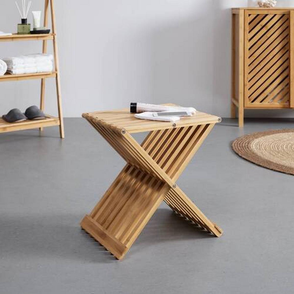 Bambusová taburetka BONNY prírodné farby - prírodná farba, Modern, prírodné materiály (40/45/32cm) - P & B