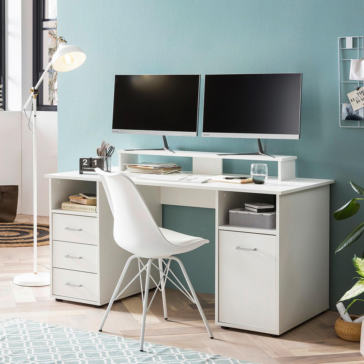 Bildschirmerhöhung Niels 1100 - Weiß, MODERN, Holzwerkstoff (110/12,7/20cm) - MID.YOU