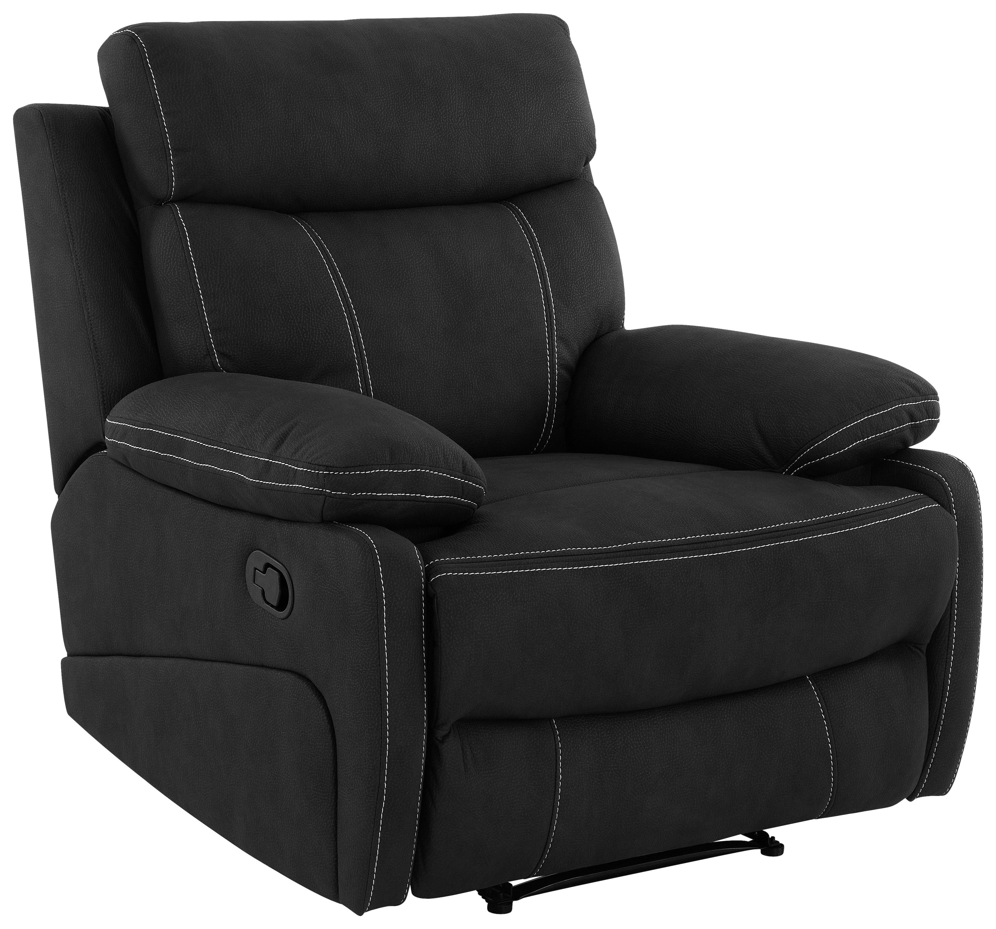 Relaxačné kreslo EMBER, čierna, s relaxačnou funkciou - čierna, Konventionell, kov/textil (98,5/103/96cm) - Livetastic