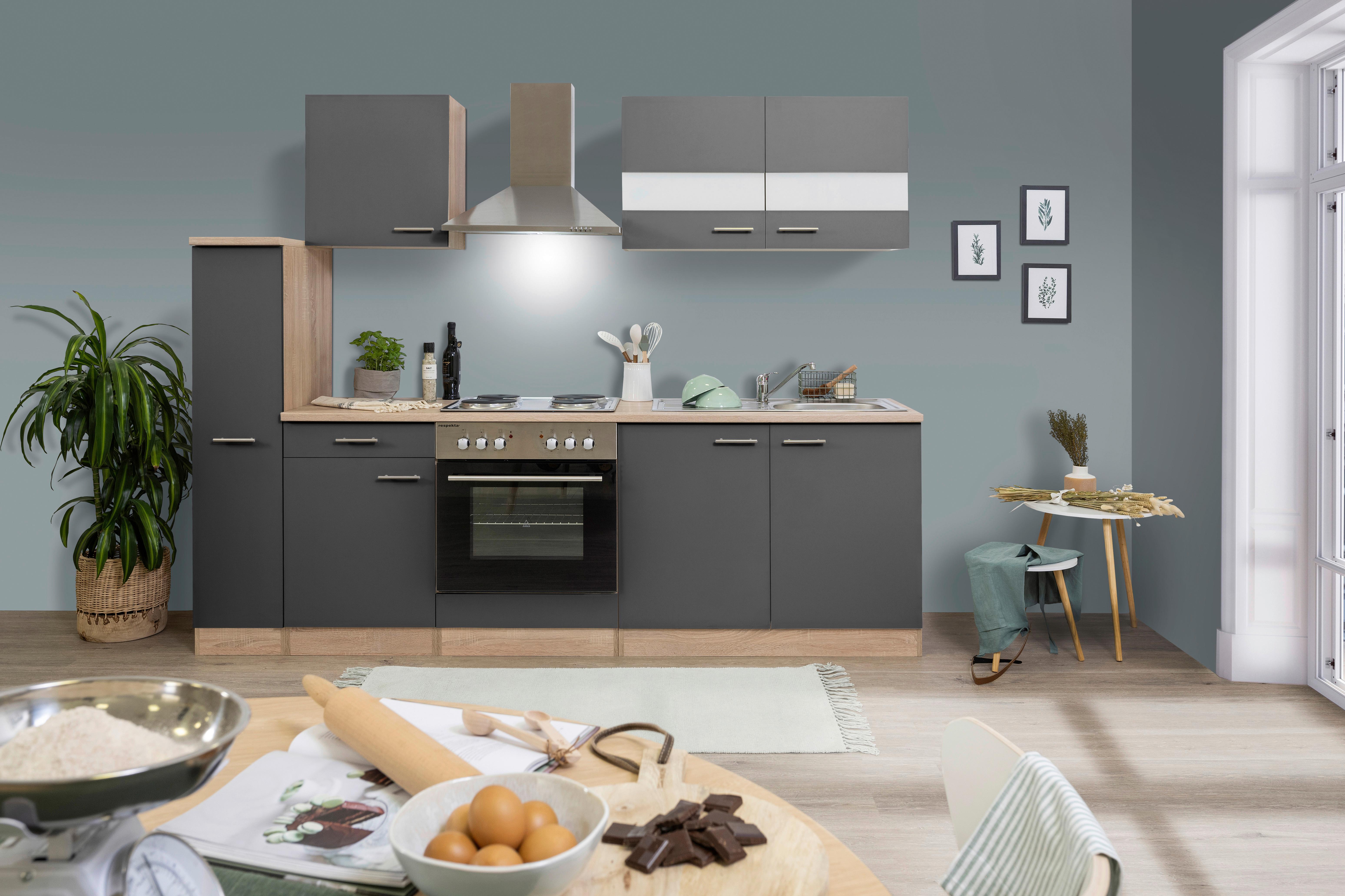 Küchenblock Merle Küchenblock 240 Cm - Eichefarben/Grau, Basics, Holzwerkstoff (240cm) - Respekta