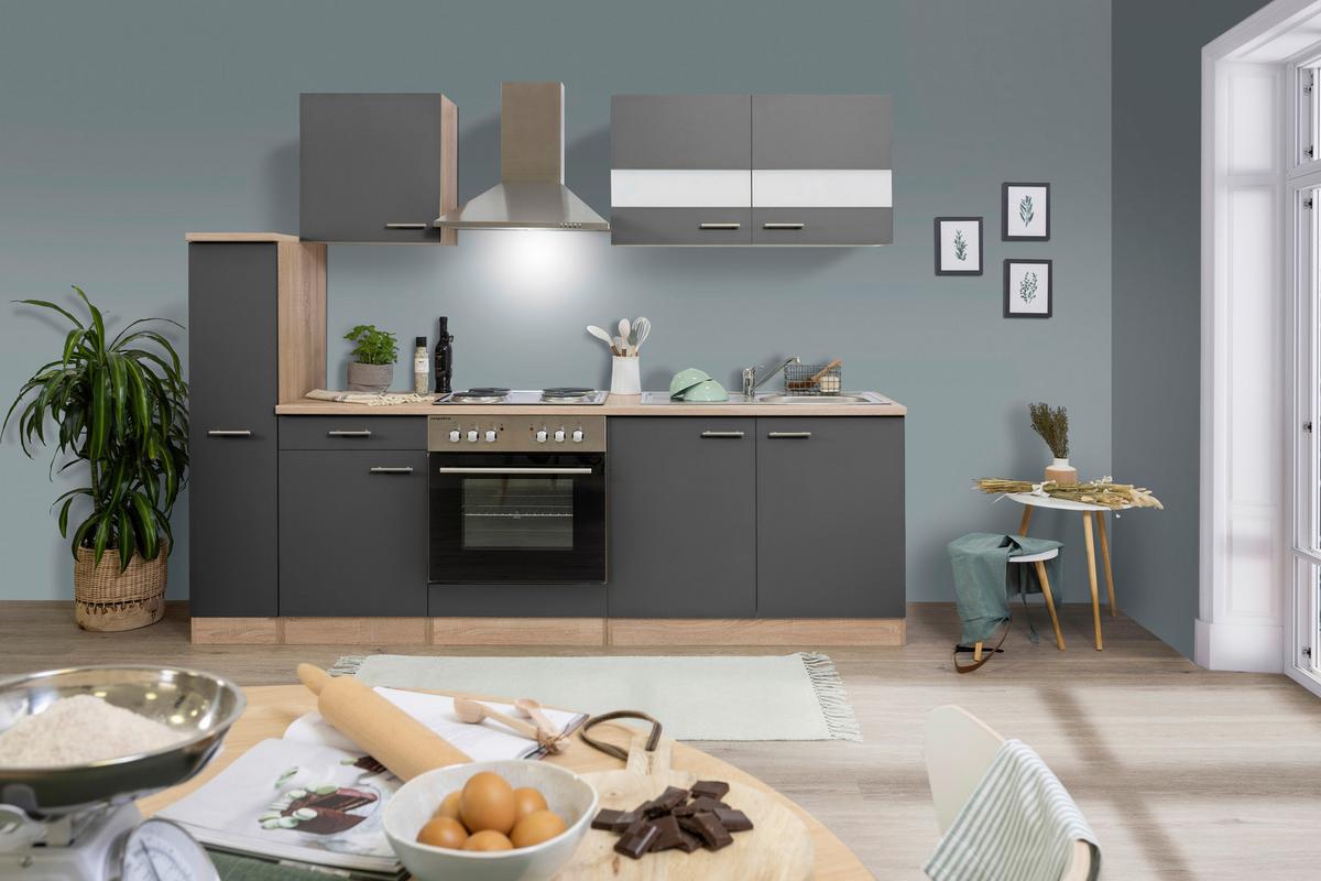 Küchenblock Merle Küchenblock 240 cm - Eichefarben/Grau, Basics, Holzwerkstoff (240cm) - Respekta