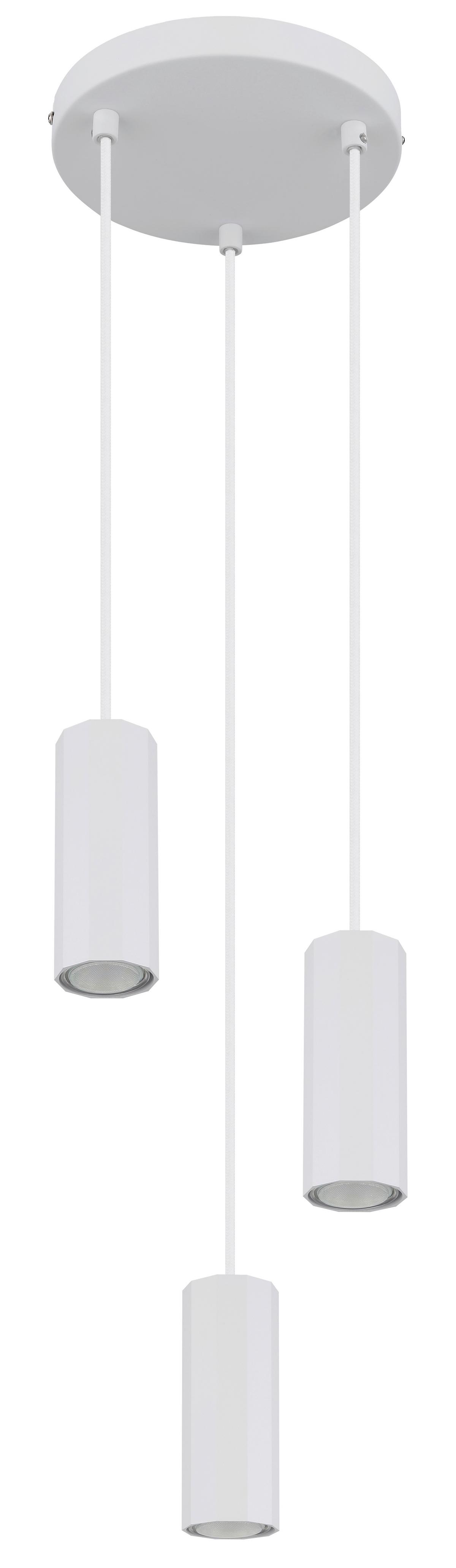 Hängeleuchte 57918-3hw James - Weiß, Design, Metall (21/120cm) - Globo