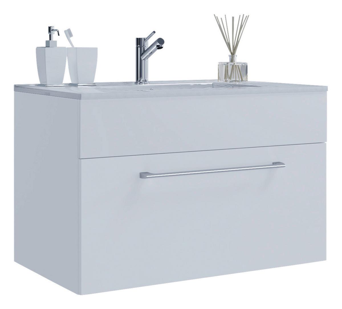 Waschtischkombi Badinos Weiß B: 80 Cm - Weiß, MODERN, Keramik/Holzwerkstoff (80cm) - MID.YOU