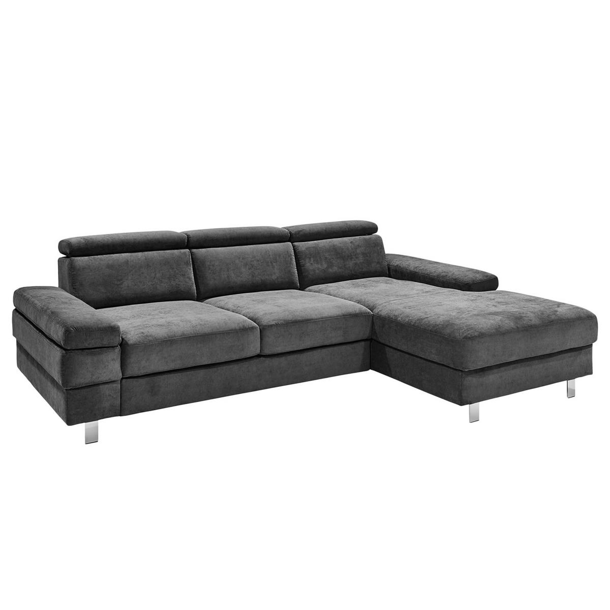 Ecksofa Elvis, Anthrazit S: 259x182 Cm - Anthrazit/Silberfarben, KONVENTIONELL, Textil (259/182cm) - Trendmanufaktur