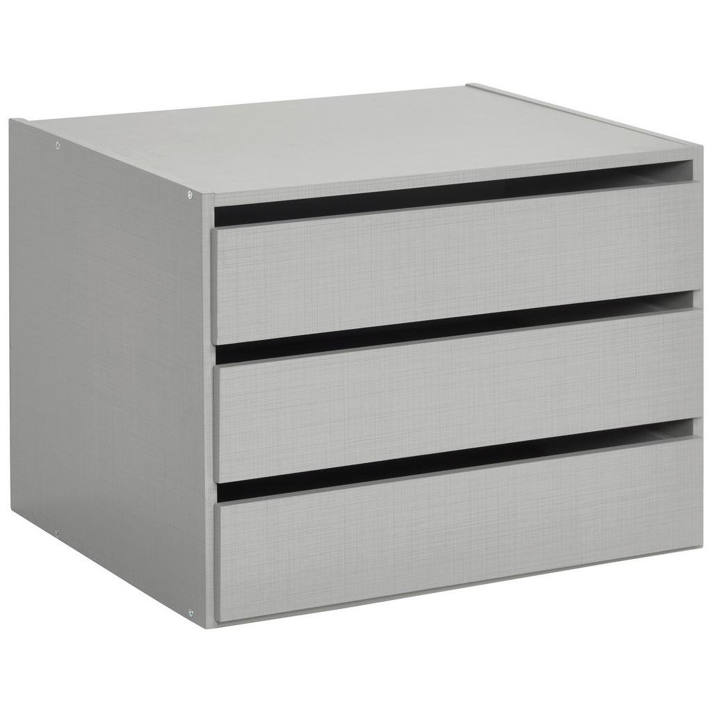 Schubkasteneinsatz B: 66 cm, Grau, Mit 3 Laden