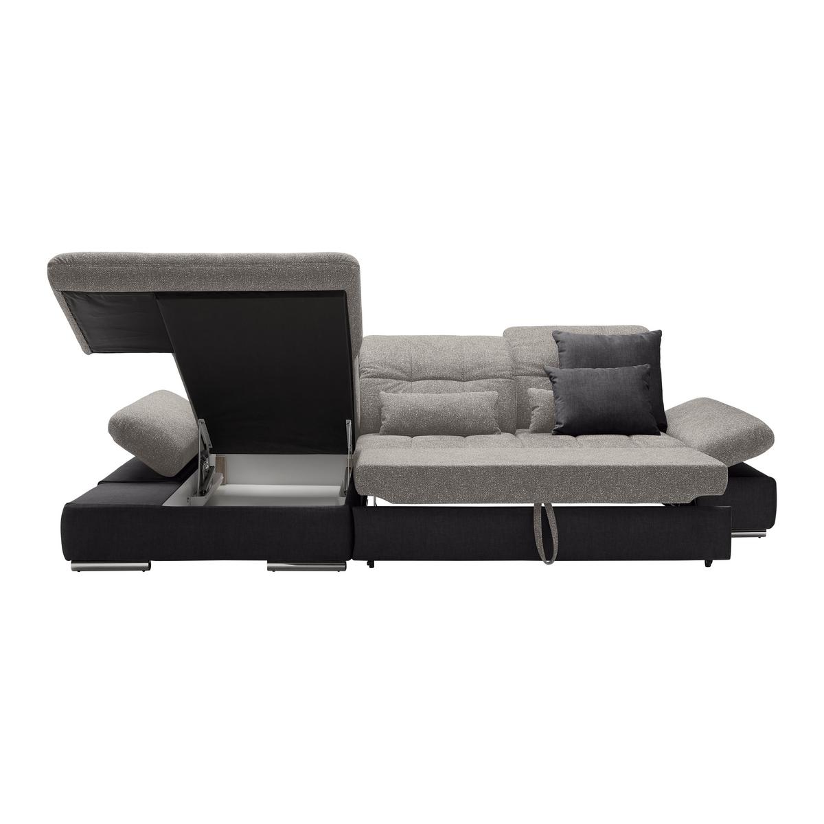 Rohová sedačka SANFINO, ľavá, tmavosivá / strieborná - chrómová/strieborná, Konventionell, kov/drevo (199/79-96/305cm) - Premium Living