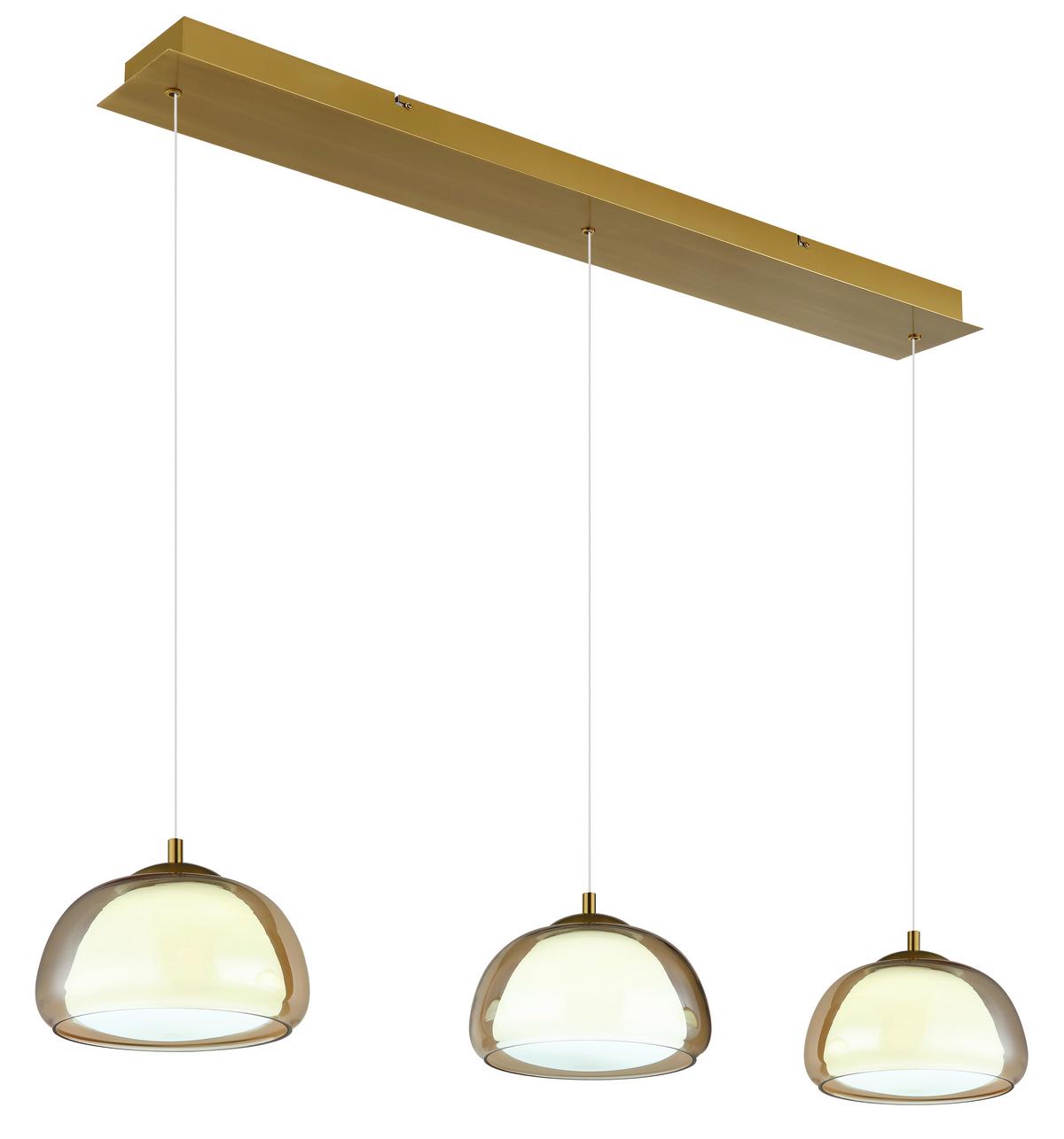 Hängeleuchte Avila 230V ca. 117x25x150 cm - Transparent/Goldfarben, Design, Glas/Kunststoff (117/25/150cm) - Globo