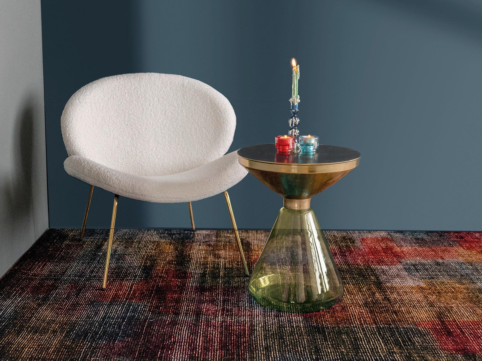 Beistelltisch Roman 325 Grün/Goldfarben D: 41,5 cm - Goldfarben/Grün, Design, Glas/Metall (41,5/53cm) - Kayoom
