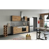 Küchenzeile Sorrento Mit Geräten 210 cm Eichefarben - Schieferfarben/Eiche Wotan, MODERN, Holzwerkstoff (210cm) - Held