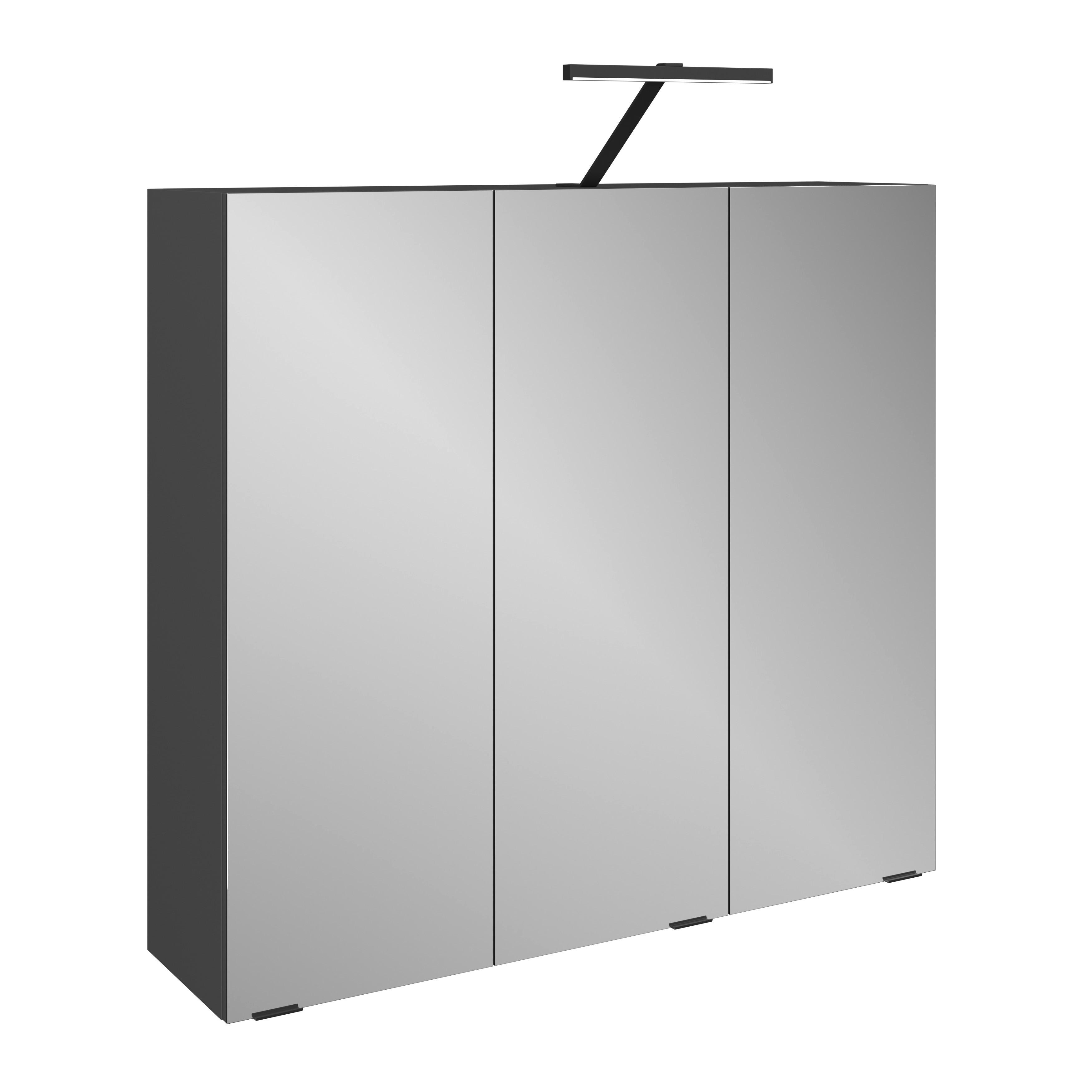 Spiegelschrank Cotia Cotll 3 3-türig BHT: 77x73x20,4 cm - Anthrazit, MODERN, Glas/Holzwerkstoff (77/73/20,4cm) - James Wood