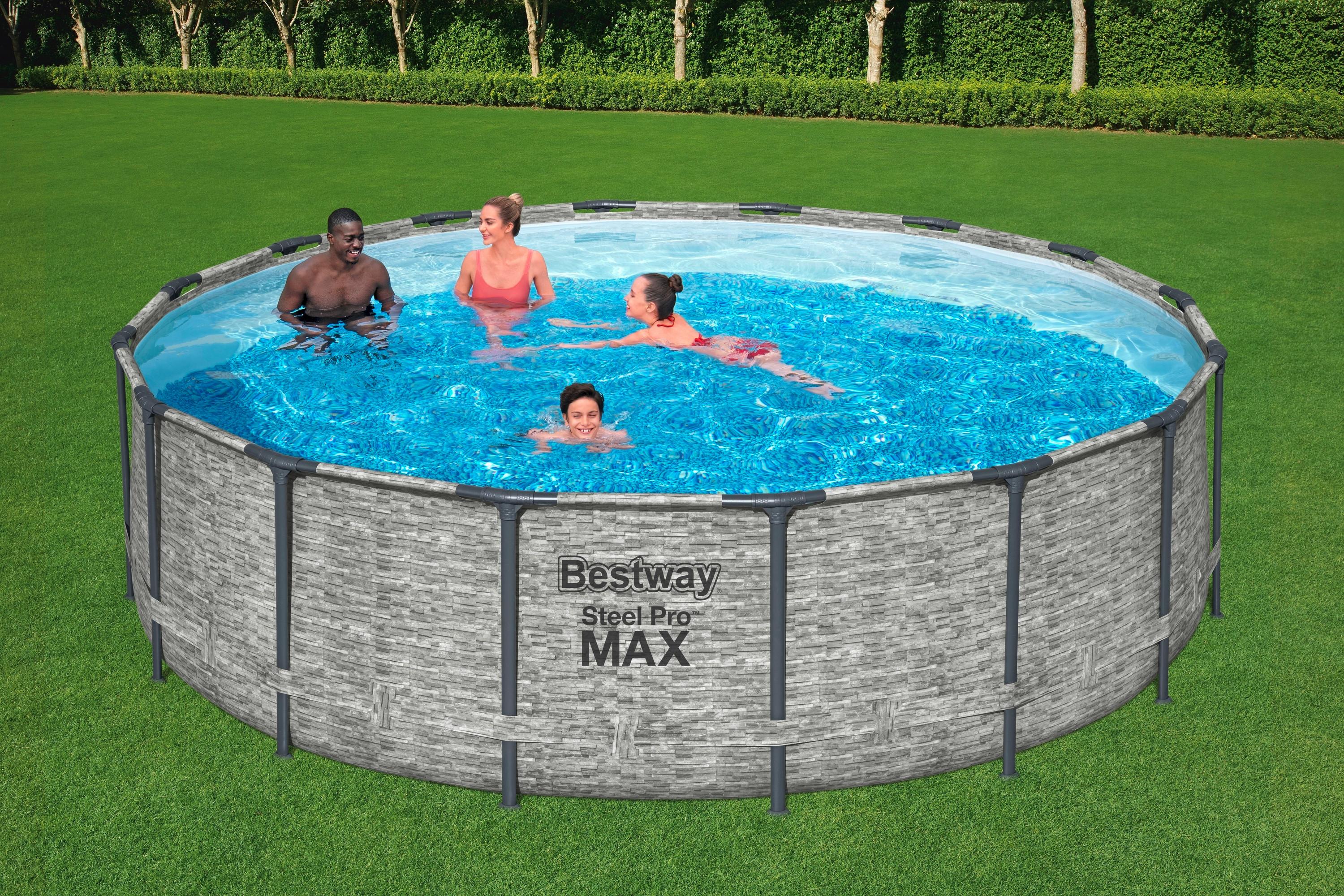 Pool-Set Alma - Blau/Grau, Basics, Kunststoff/Metall (488/122cm) - Bestway