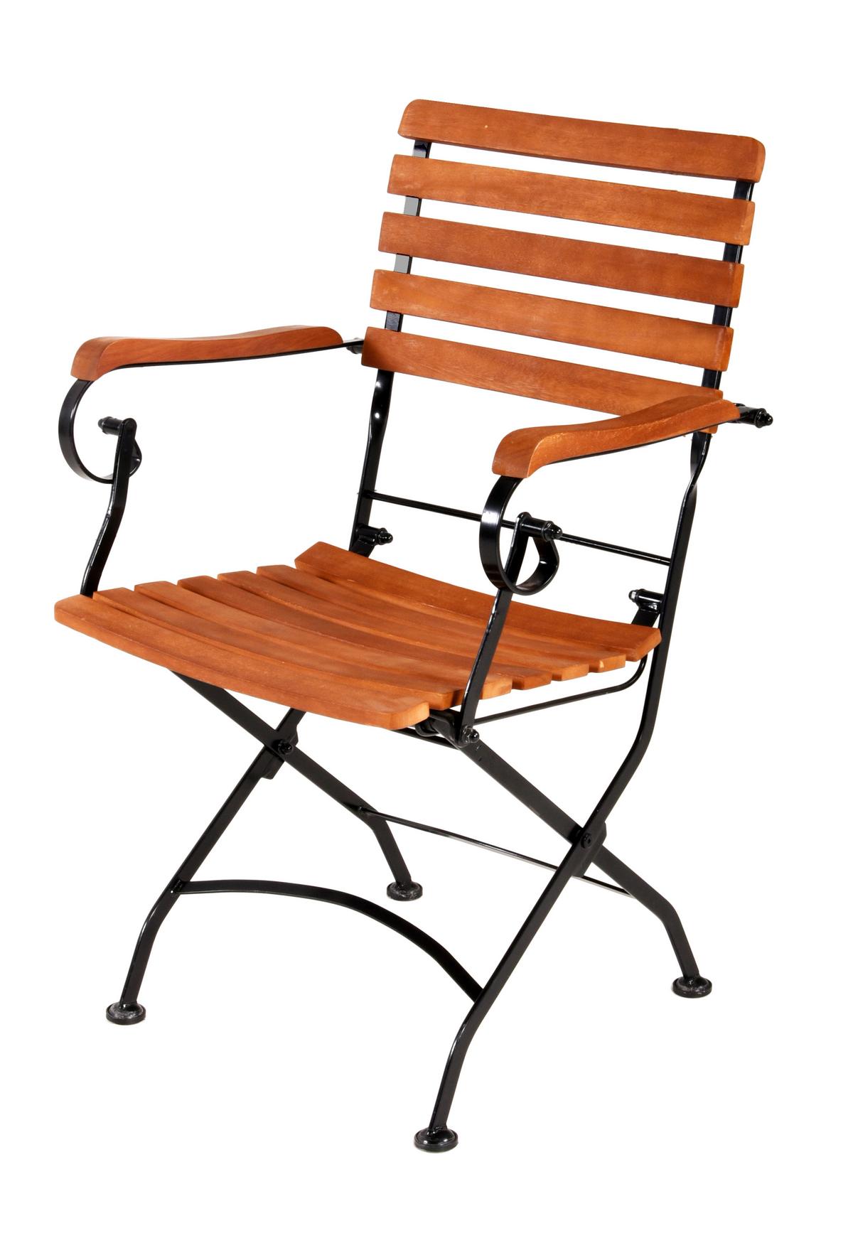Gartenmöbel Set 5-Tlg. Wien mit Armlehne Klappbar - Eukalyptusholzfarben/Schwarz, Basics, Holz/Metall (56/89/58cm) - Gardenson