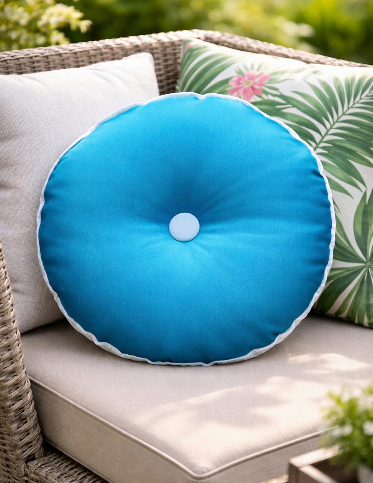 Outdoor-kissen Malle - Türkis, KONVENTIONELL, Textil (40cm) - Ondega