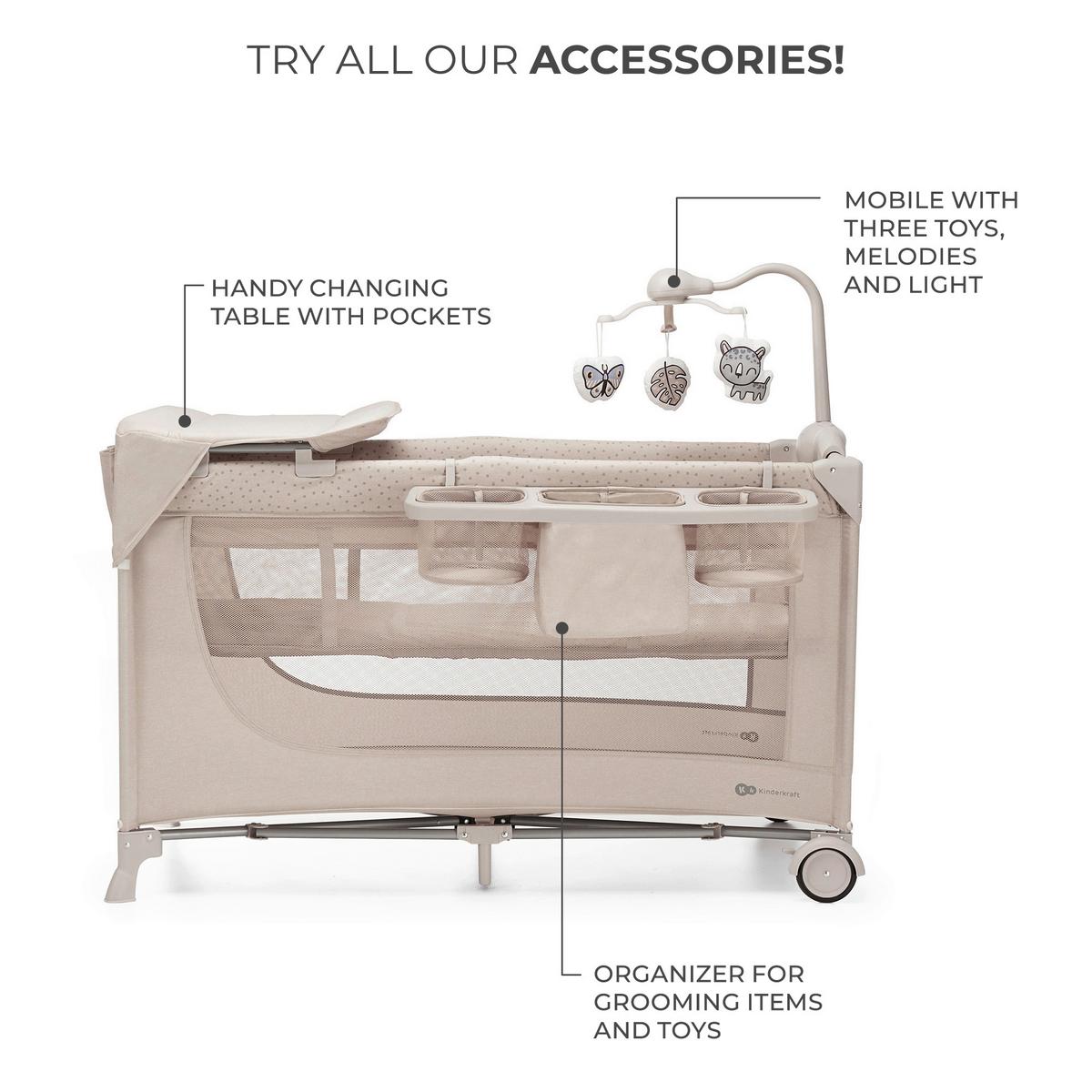 Reisebett Joy 2 3-In-1 Beige, Lf: 60x120cm - Beige, Basics (60/120cm) - Kinderkraft