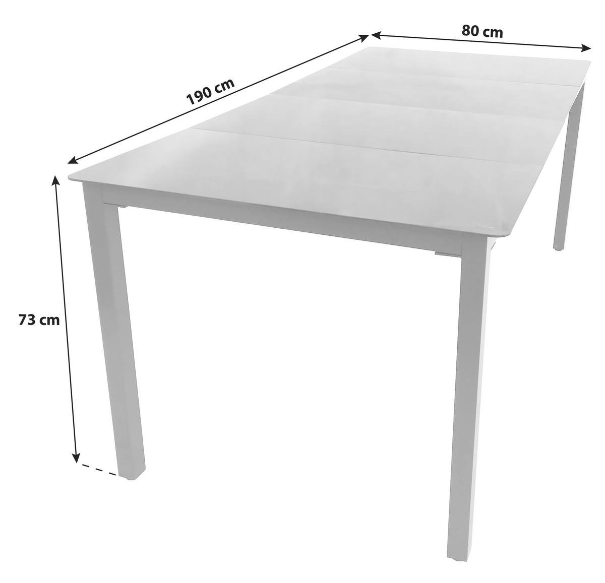 Kerti Asztal Gartentisch Aus Alu - fekete, Basics, üveg/fém (190/80/73cm) - Gardenson