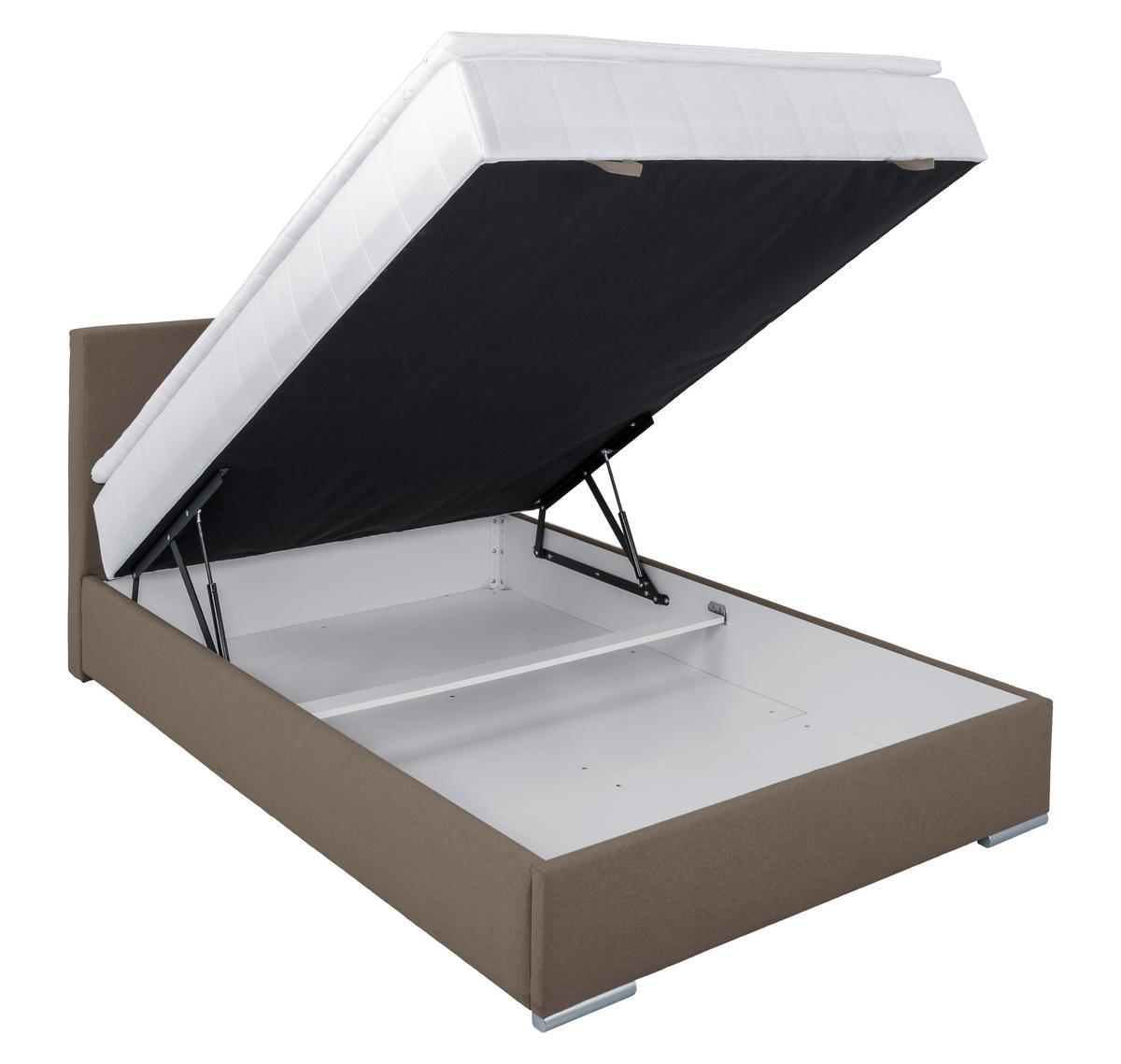 Polsterbett Cosi 140 - Sandfarben/Chromfarben, KONVENTIONELL, Holz/Textil (140/200cm)