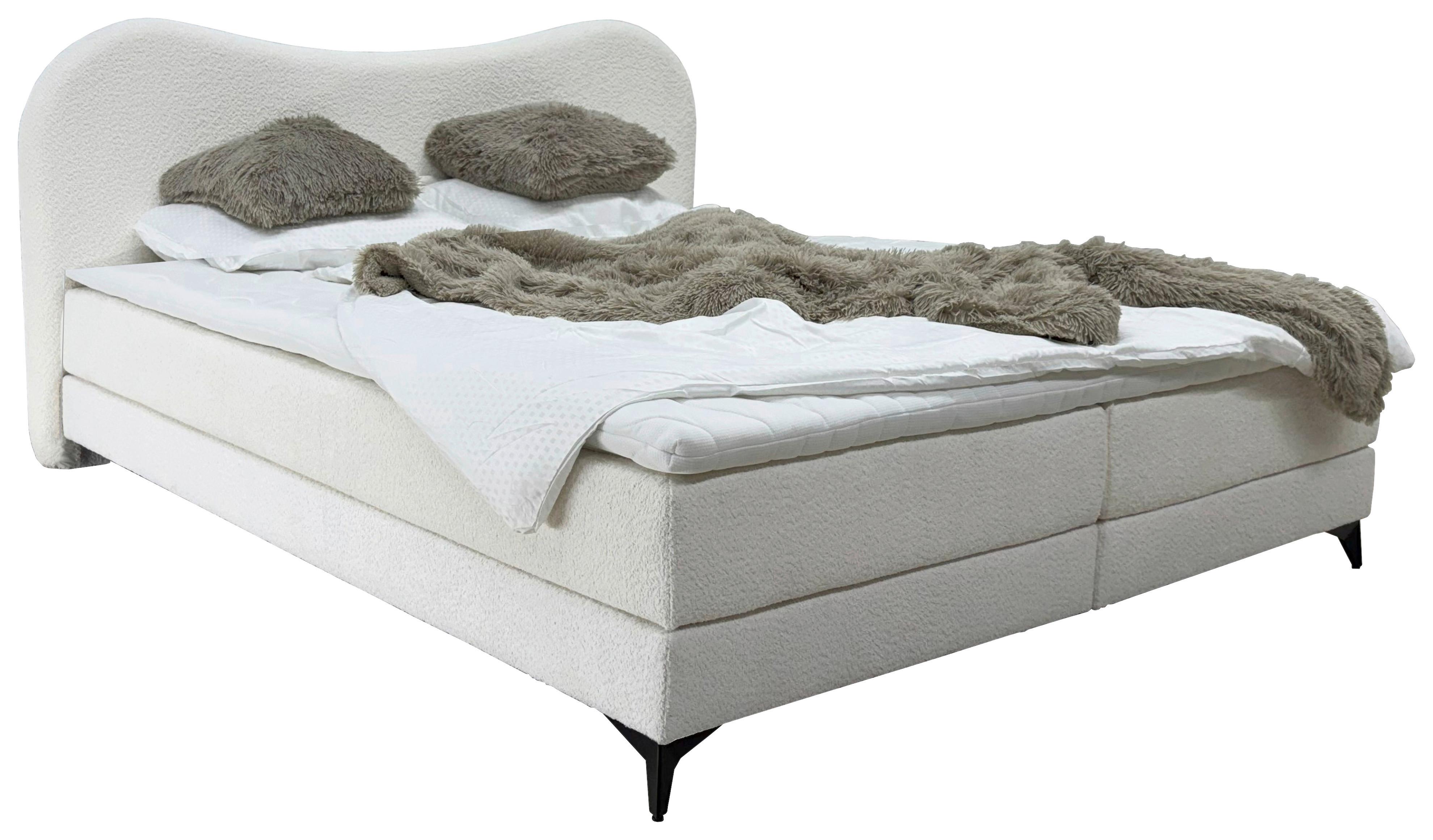 Polsterbett Pienza Perlmutt Lf: 180x200 cm - Perlmutt/Schwarz, MODERN, Textil (180/200cm) - Livetastic