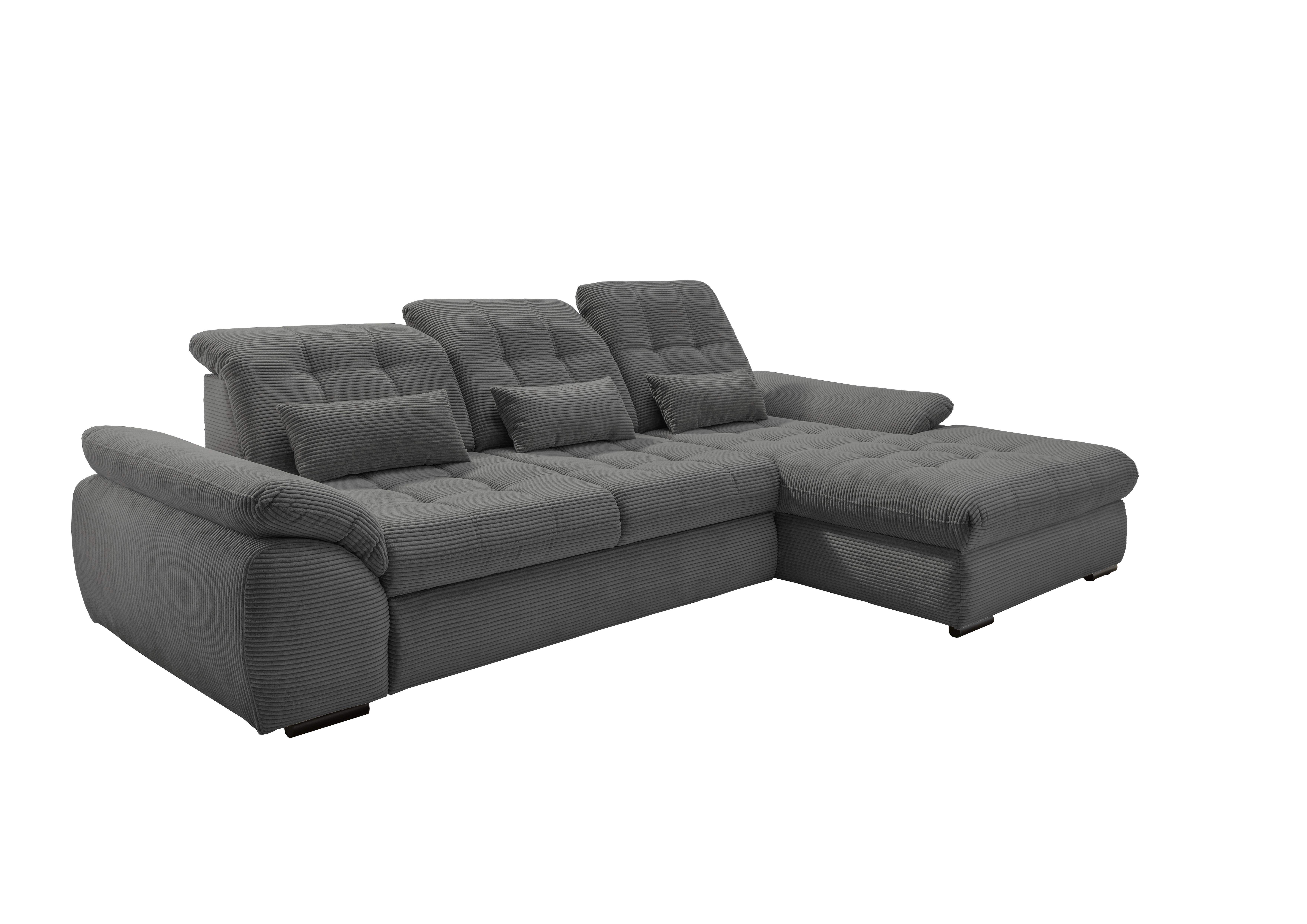Ecksofa mit Bettkasten Rigatti Grau S: 314x184 cm - Schwarz/Grau, MODERN, Textil (314/184cm) - Livetastic