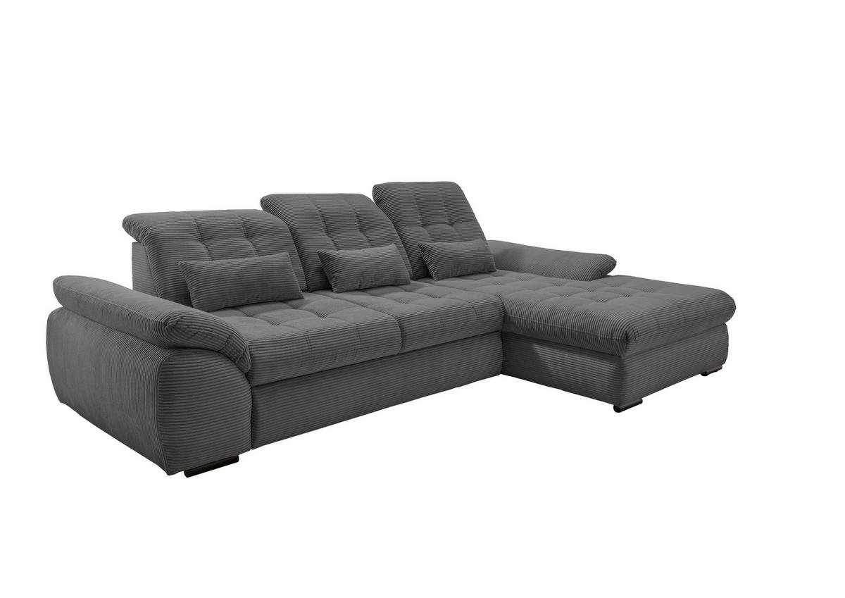 Ecksofa mit Schlaffunktion & Bettkasten Rigatti Grau - Schwarz/Grau, MODERN, Textil (314/184cm) - Livetastic