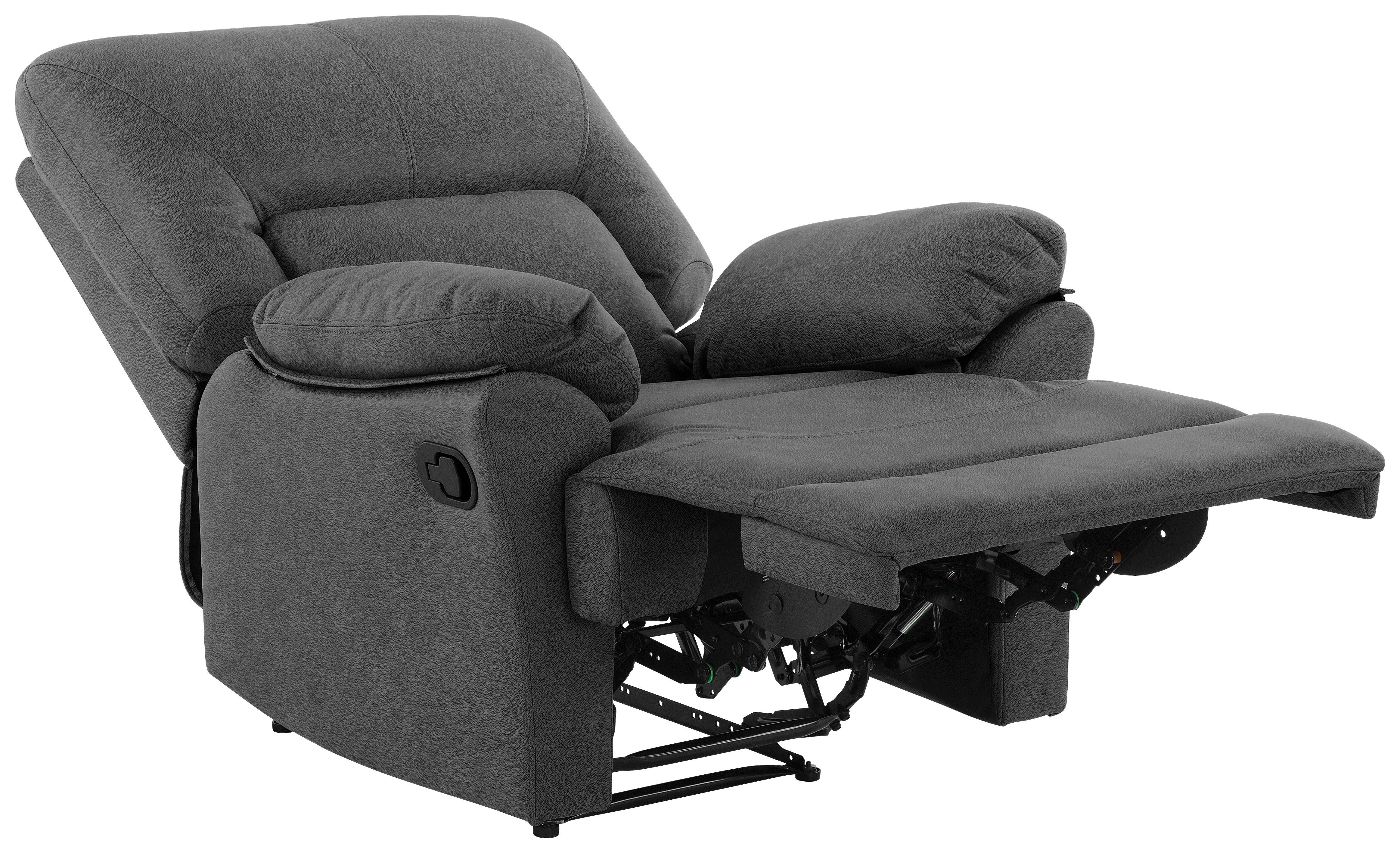 Relaxačné kreslo CLARA, sivá, s relaxačnou funkciou - čierna/sivá, Konventionell, kov/textil (89/99.5/94cm) - Livetastic