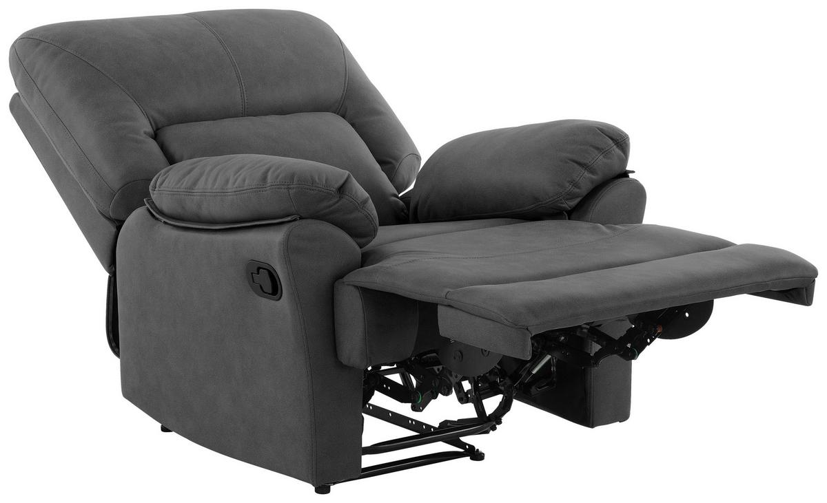 Relaxačné kreslo CLARA, sivá, s relaxačnou funkciou - čierna/sivá, Konventionell, kov/textil (89/99.5/94cm) - Livetastic