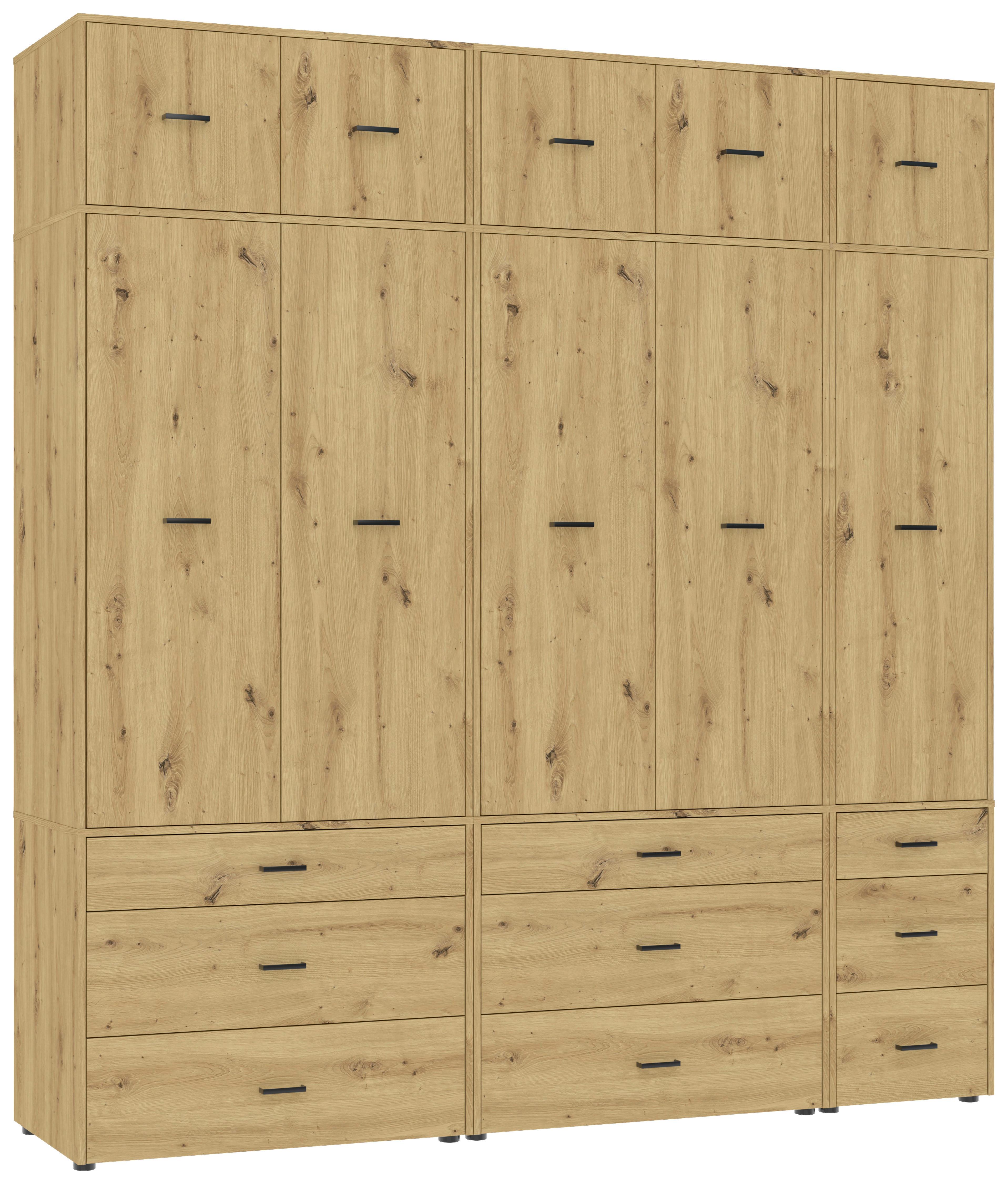 Kleiderschrank Kivo Eiche Artisan Dekor, B: 225 cm - Eiche Artisan, Basics, Holzwerkstoff (225/239,40/52,1cm)