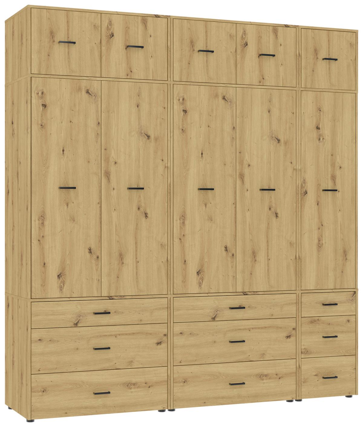 Kleiderschrank Kivo Eiche Artisan Dekor, B: 225 cm - Eiche Artisan, Basics, Holzwerkstoff (225/239,40/52,1cm)