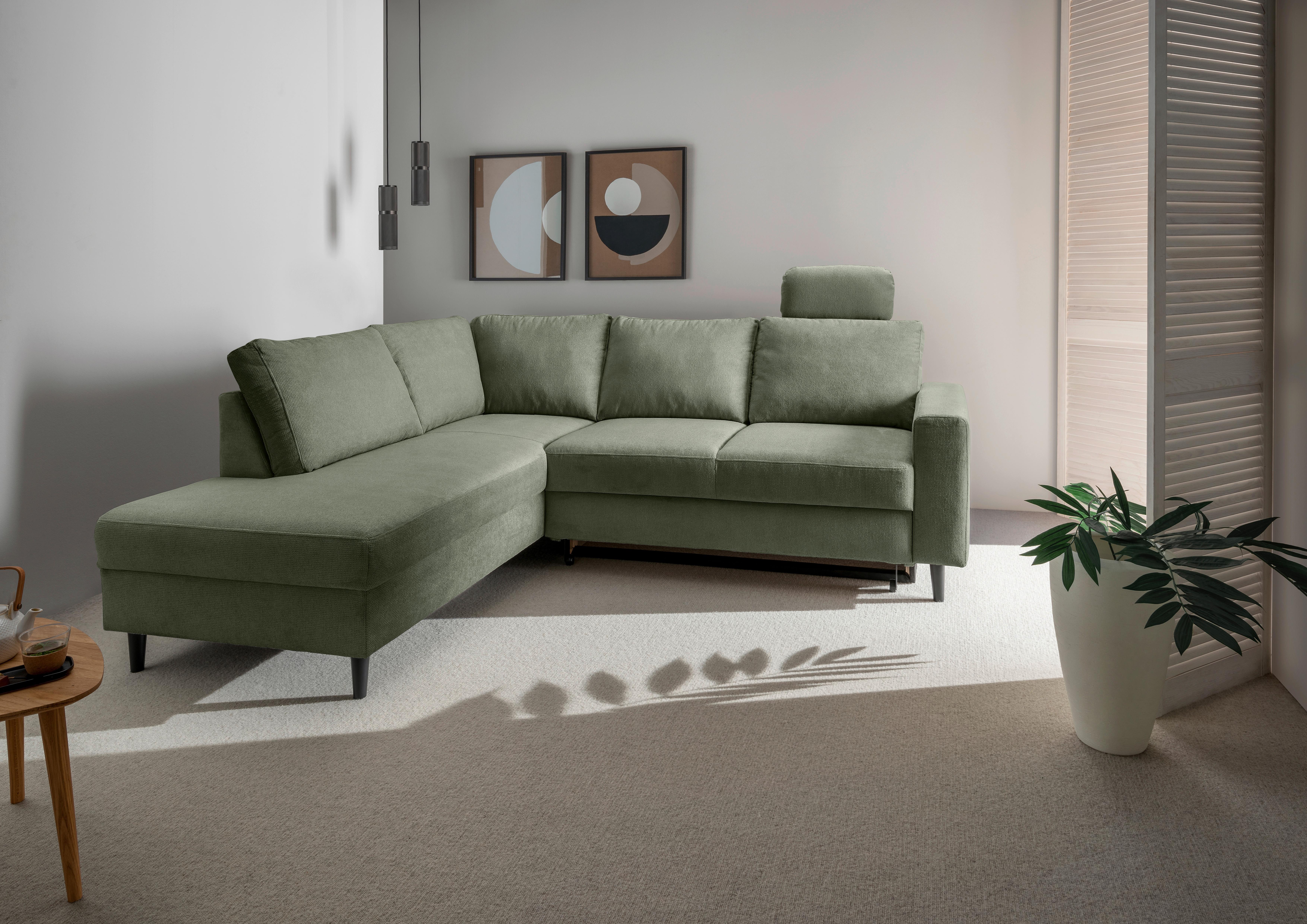 Eckschlafsofa Passione Mintgrün S: 200x242 Cm - Schwarz/Mintgrün, MODERN, Textil (200/242cm) - Livetastic