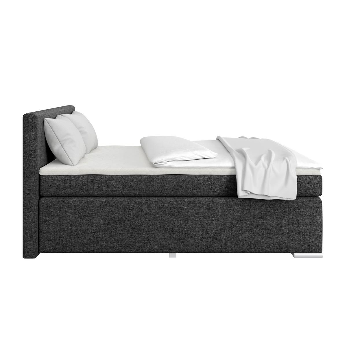 Boxspringbett Mira I Nordic, Lf: 180x200 cm - Alufarben/Schwarz, Basics, Textil (180/200cm)