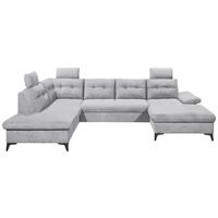 Sedacia súprava DURBAN U, ľavá, svetlosivá - čierna/svetlosivá, Konventionell, textil/plast (218/324/170cm) - MID.YOU