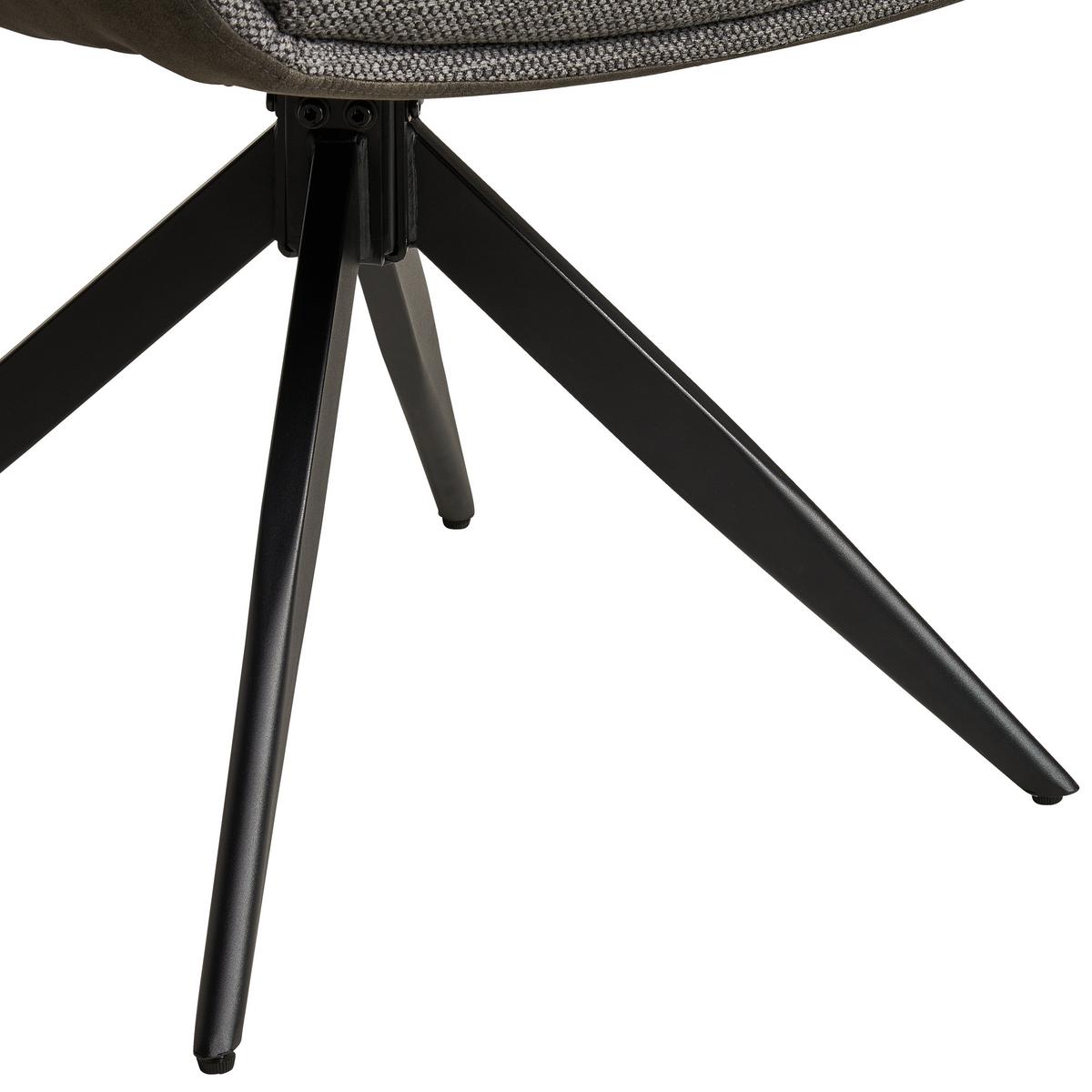 Armlehnstuhl Naim Grau B: 60 Cm, 180 ° Drehbar - Schwarz/Grau, KONVENTIONELL, Holz/Textil (60/93/66cm) - MID.YOU