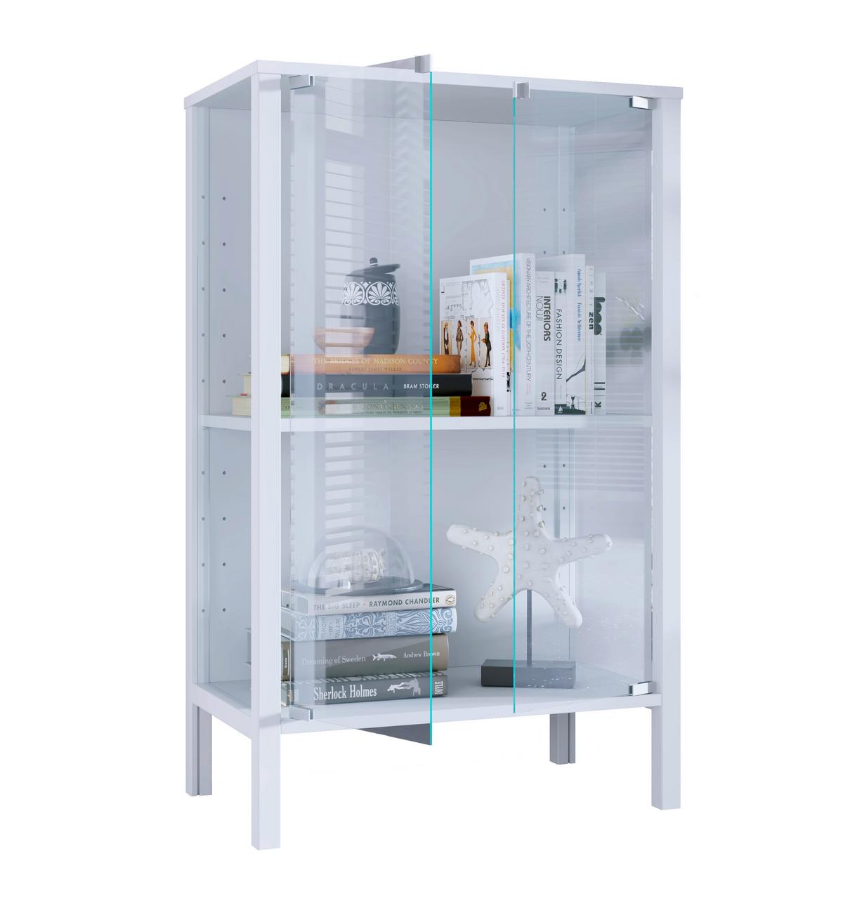 Vitrine Jensol Weiß B: 60 cm - Klar/Weiß, Design, Glas/Holzwerkstoff (60/80/35cm) - Livetastic