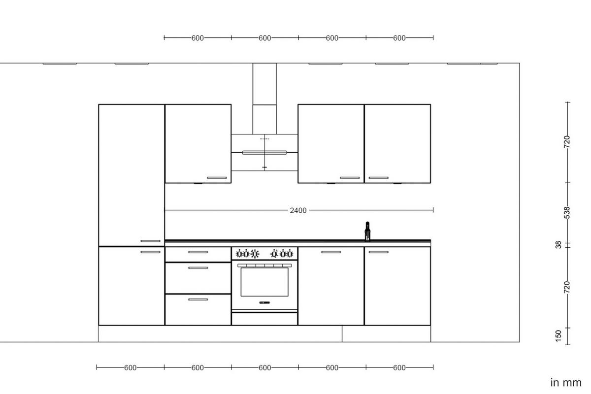 Küchenleerblock Easytouch High-Line, H10 Links - Dunkelgrün/Eichefarben, MODERN, Holzwerkstoff (300cm) - Nobilia