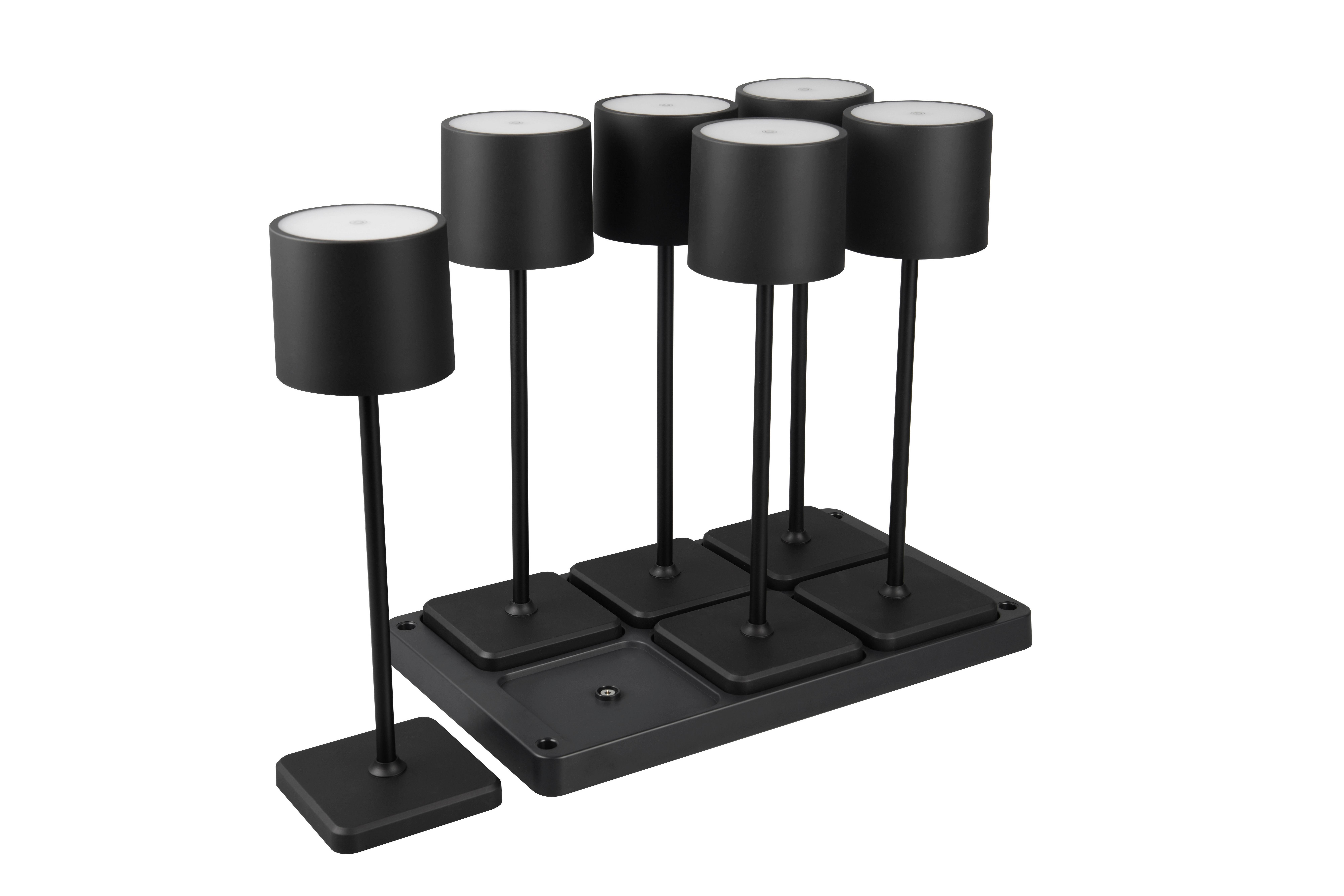 Akku-tischleuchte R54096632 Fernandez, 6er Set - Schwarz, KONVENTIONELL, Kunststoff (42,6/40/26cm)
