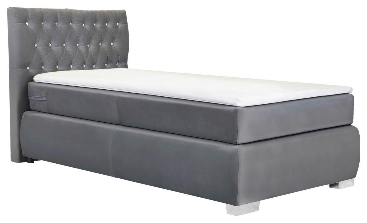 Boxspringbett Rumba inkl. Matratze 90x200 - Platinfarben, Basics, Textil (90/200cm) - Livetastic