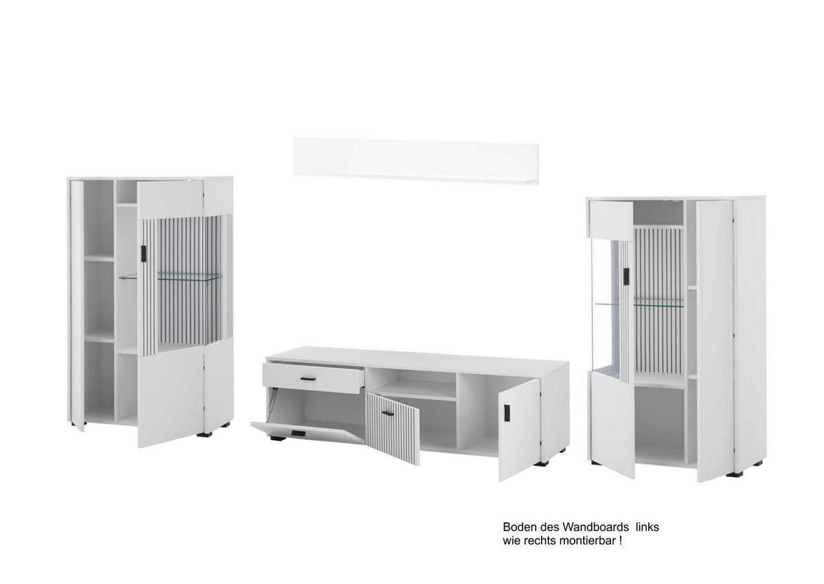 Wohnwand Hudson Schwarz/Weiß B: 320cm - Schwarz/Weiß, Design, Glas/Holzwerkstoff (320/180/42cm) - MID.YOU