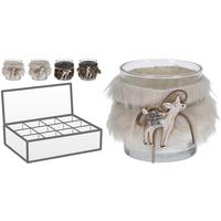 Windlicht Riva mit Fell Beige für 1 Teelicht - Klar/Beige, Basics, Glas/Fell (7,3/8cm)