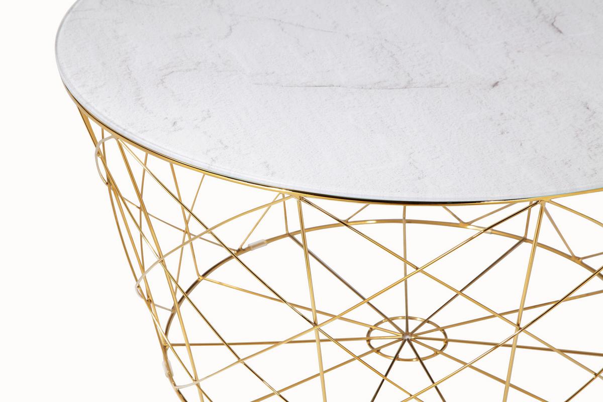 Couchtisch Weiß, Goldfarben L: 80 Cm - Goldfarben/Weiß, Design, Glas/Metall (80/80/45cm) - Livetastic