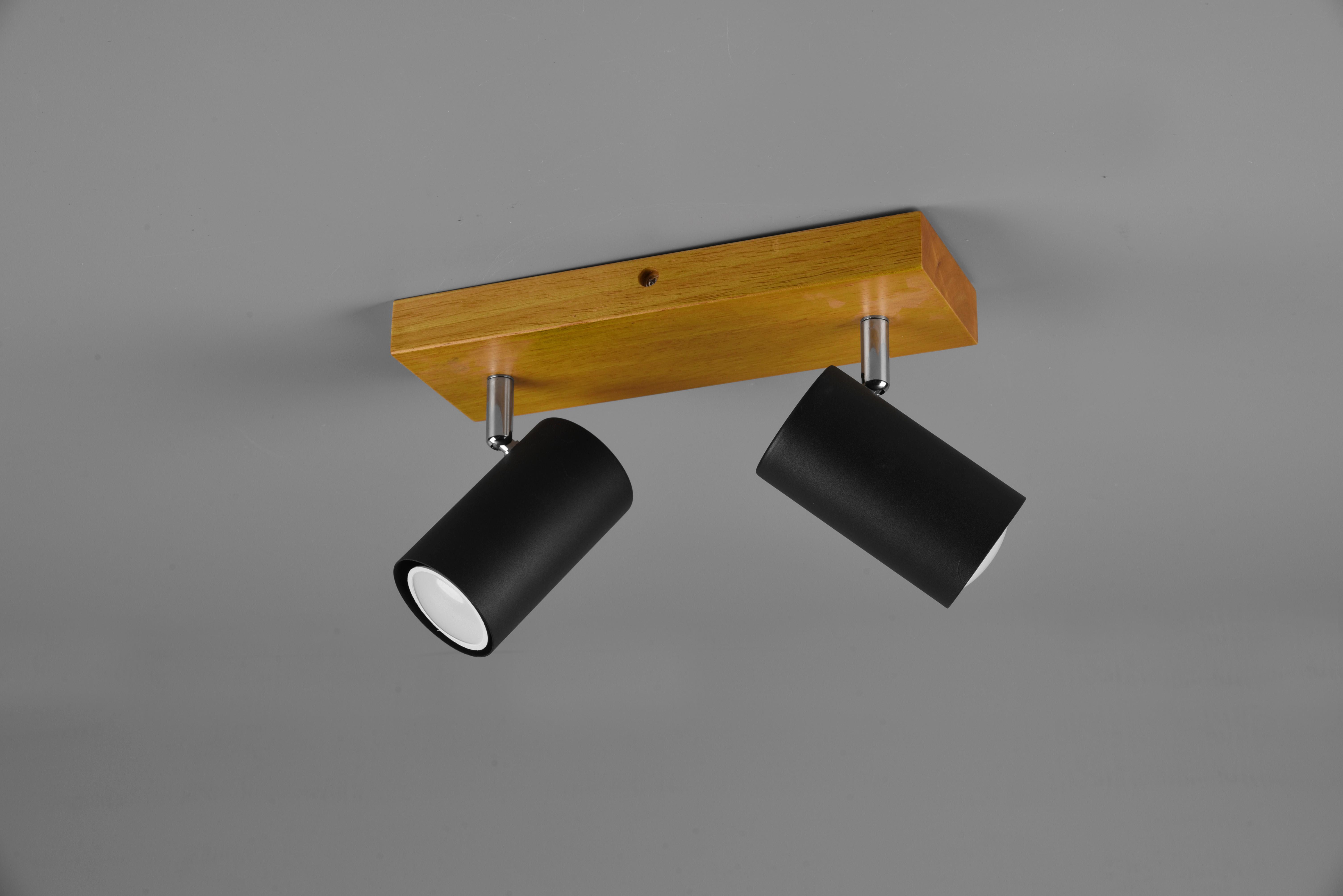 Strahler Marley 2-Flammig verstellbar L: 26 cm - Schwarz, Design, Holz/Metall (26/16/9cm) - Trio Leuchten