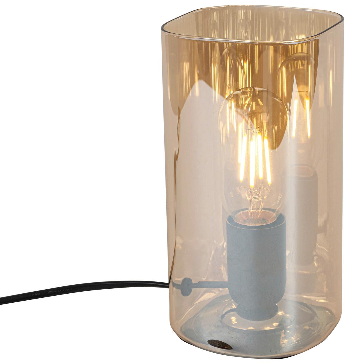 STOLNÁ LAMPA AMBER - čierna/jantárová, Modern, plast/sklo (10/10/20cm) - Mömax