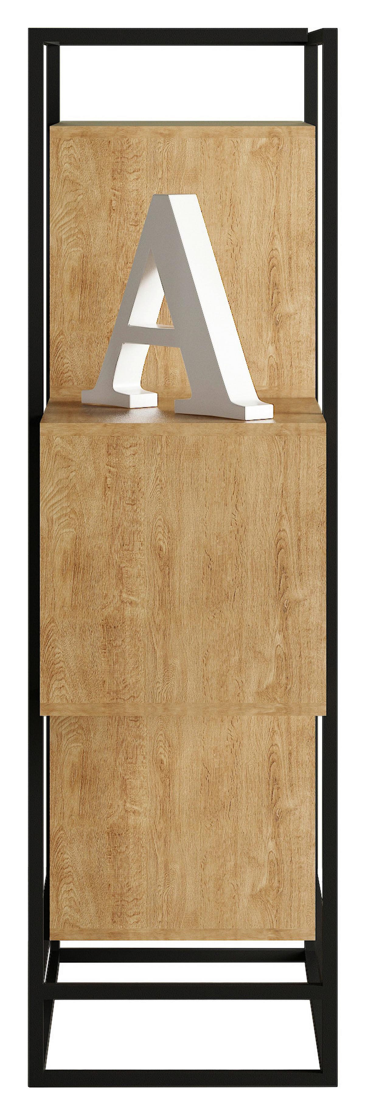 REGÁL ADRIAN -EXKLUSIV- - černá/přírodní barvy, Moderní, kov/kompozitní dřevo (80/126/33cm) - Mömax