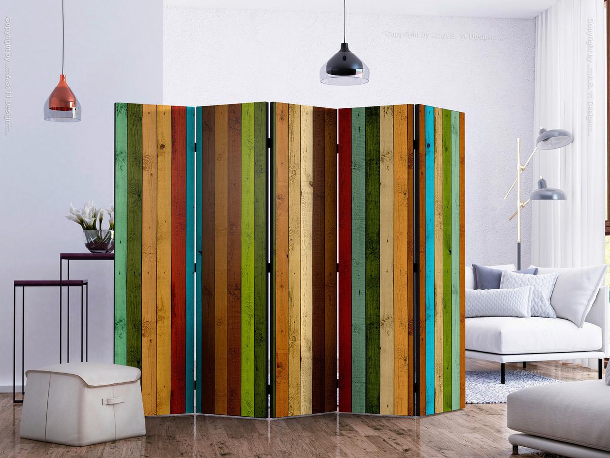 Paravent Multicolor B: 225 Cm - Multicolor, Basics, Holz/Textil (225/172/3cm) - artgeist
